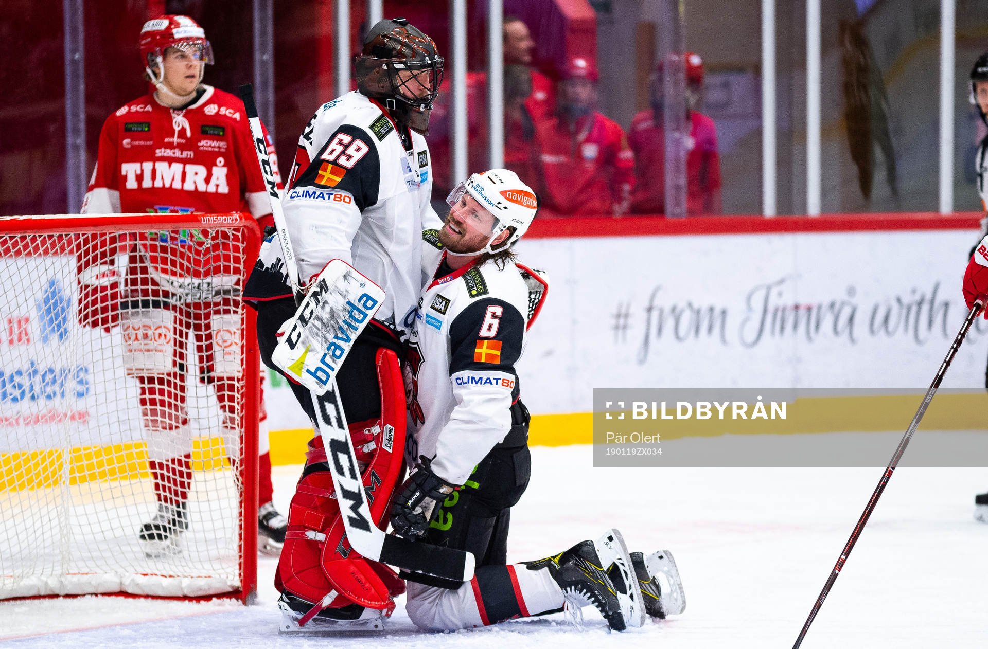 Malmö Redhawks målvakt Oscar Alsenfelt och Stefan Warg