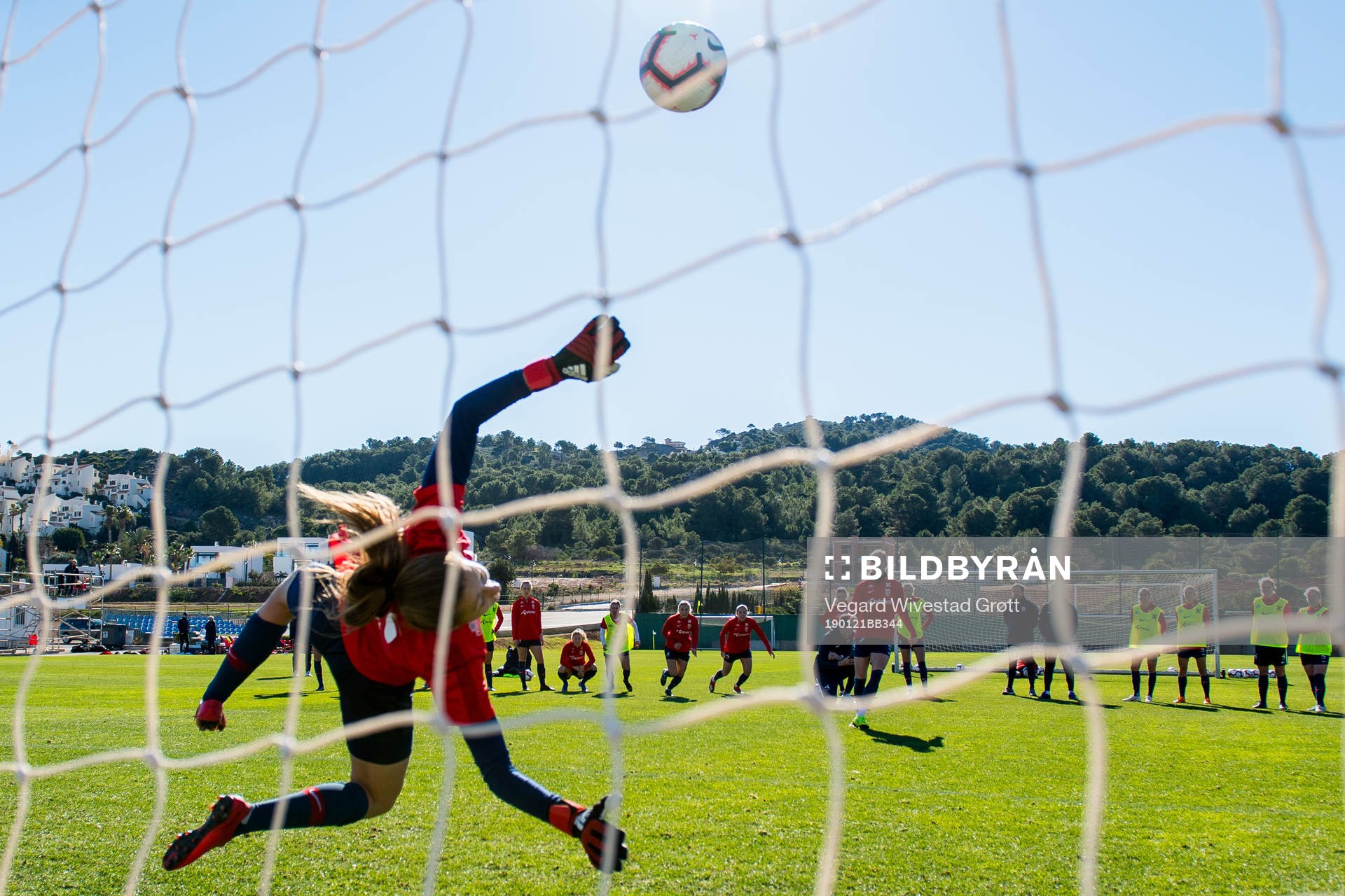 Caroline Graham Hansen of Norway sees her penalty kick