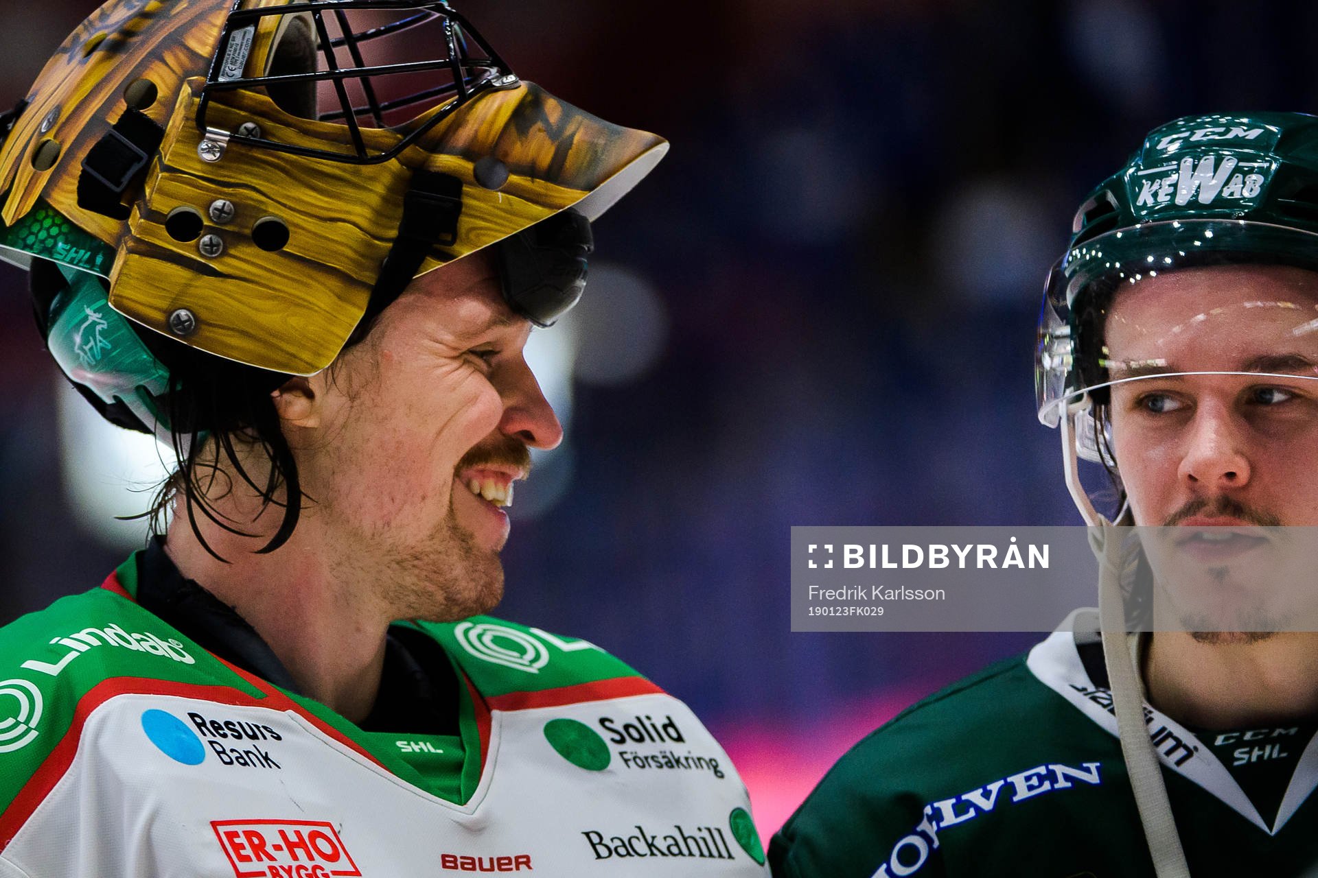 Rögles målvakt Justin Pogge och Färjestads Joakim