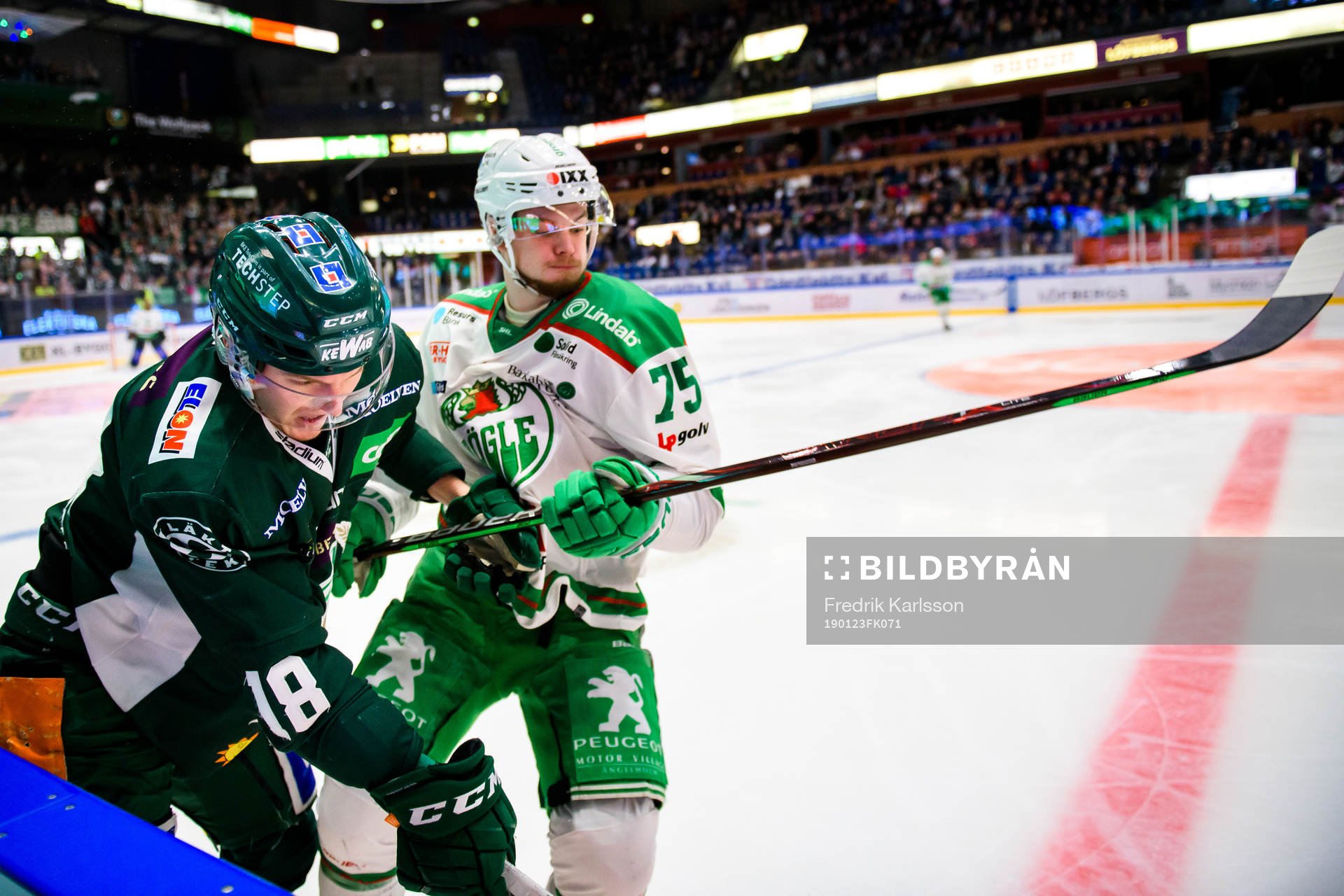 Färjestads Axel Ottosson och Rögles Lucas Elvenes