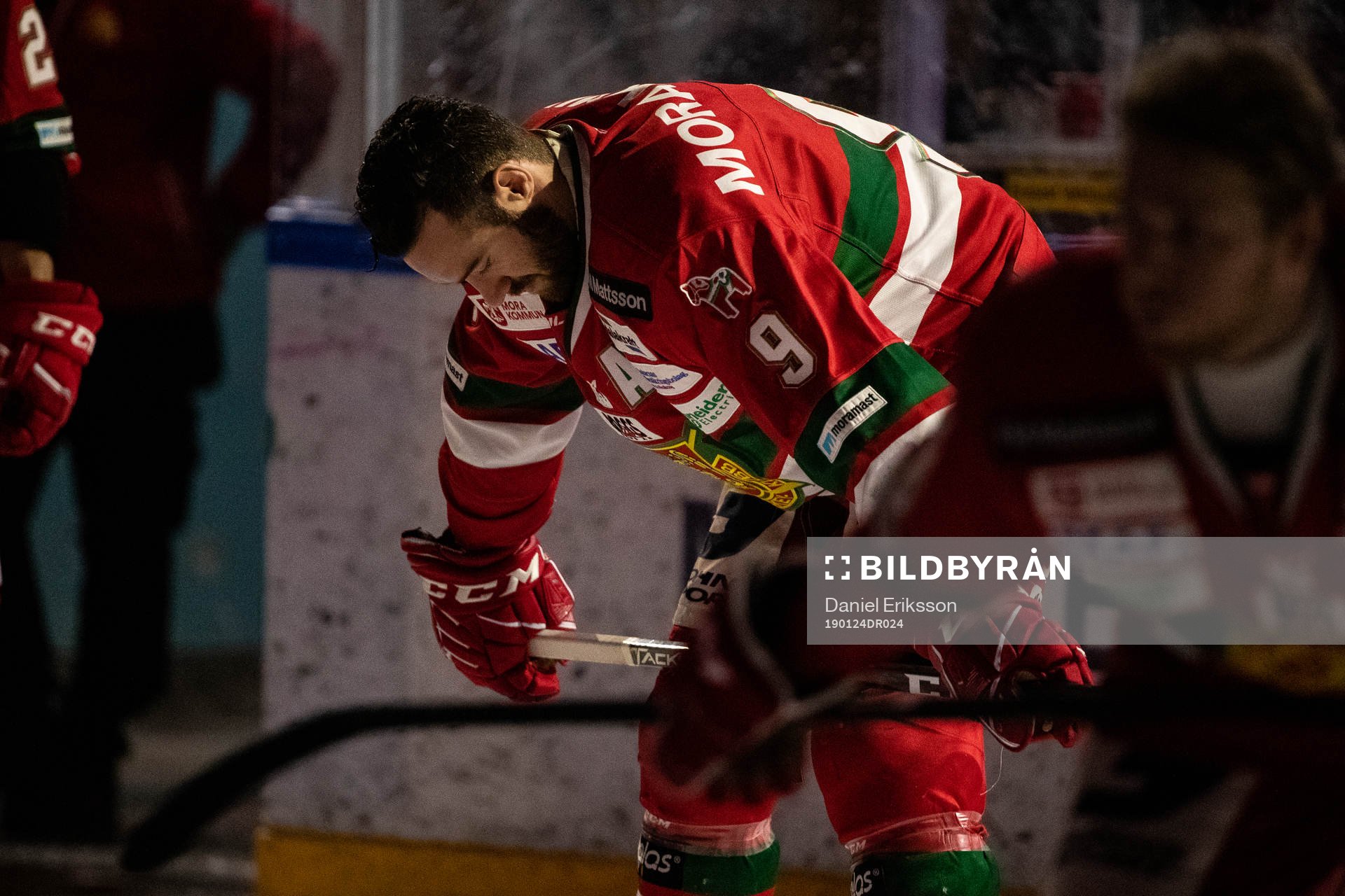 Moras Andrew Rowe  innan ishockeymatchen i SHL mellan Mora