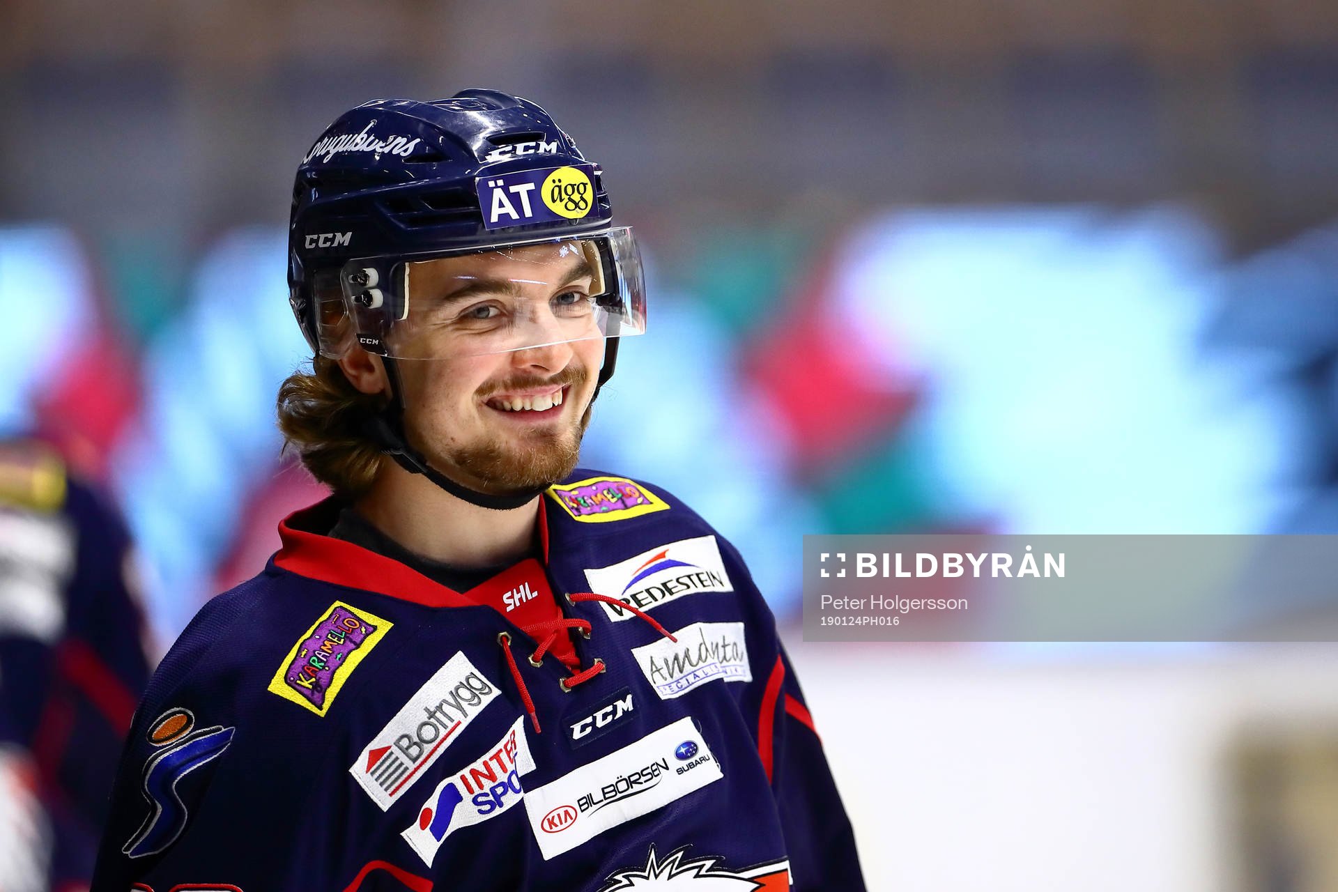 Linköpings Adam Brodecki före ishockeymatchen i SHL