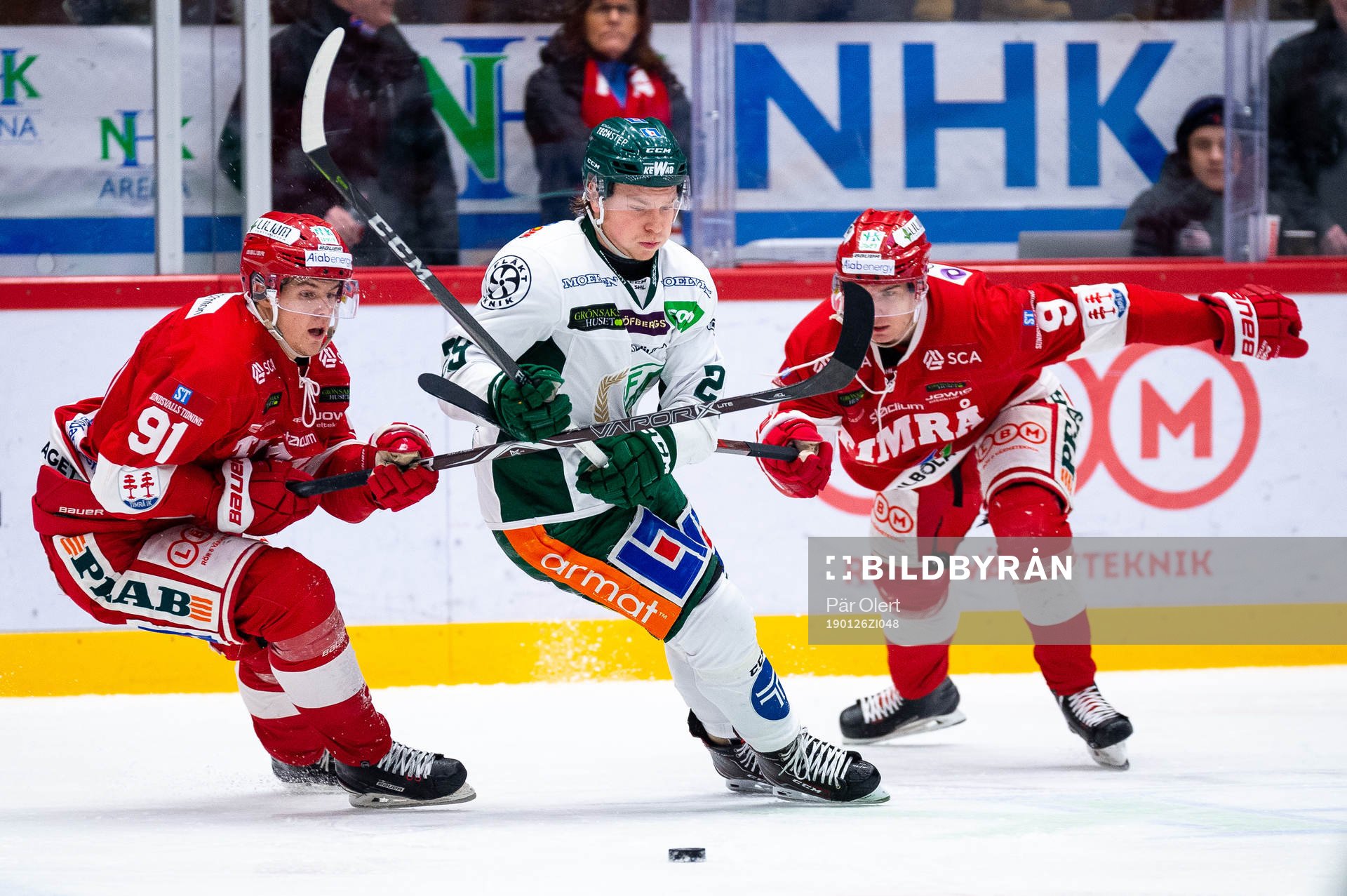 Timrås Filip Hållander och Färjestads Oskar Steen