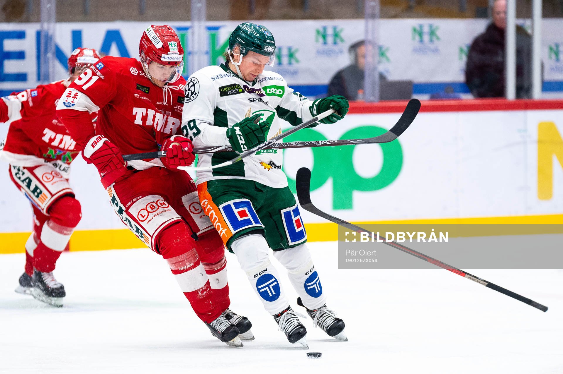 Timrås Filip Hållander och Färjestads Oskar Steen