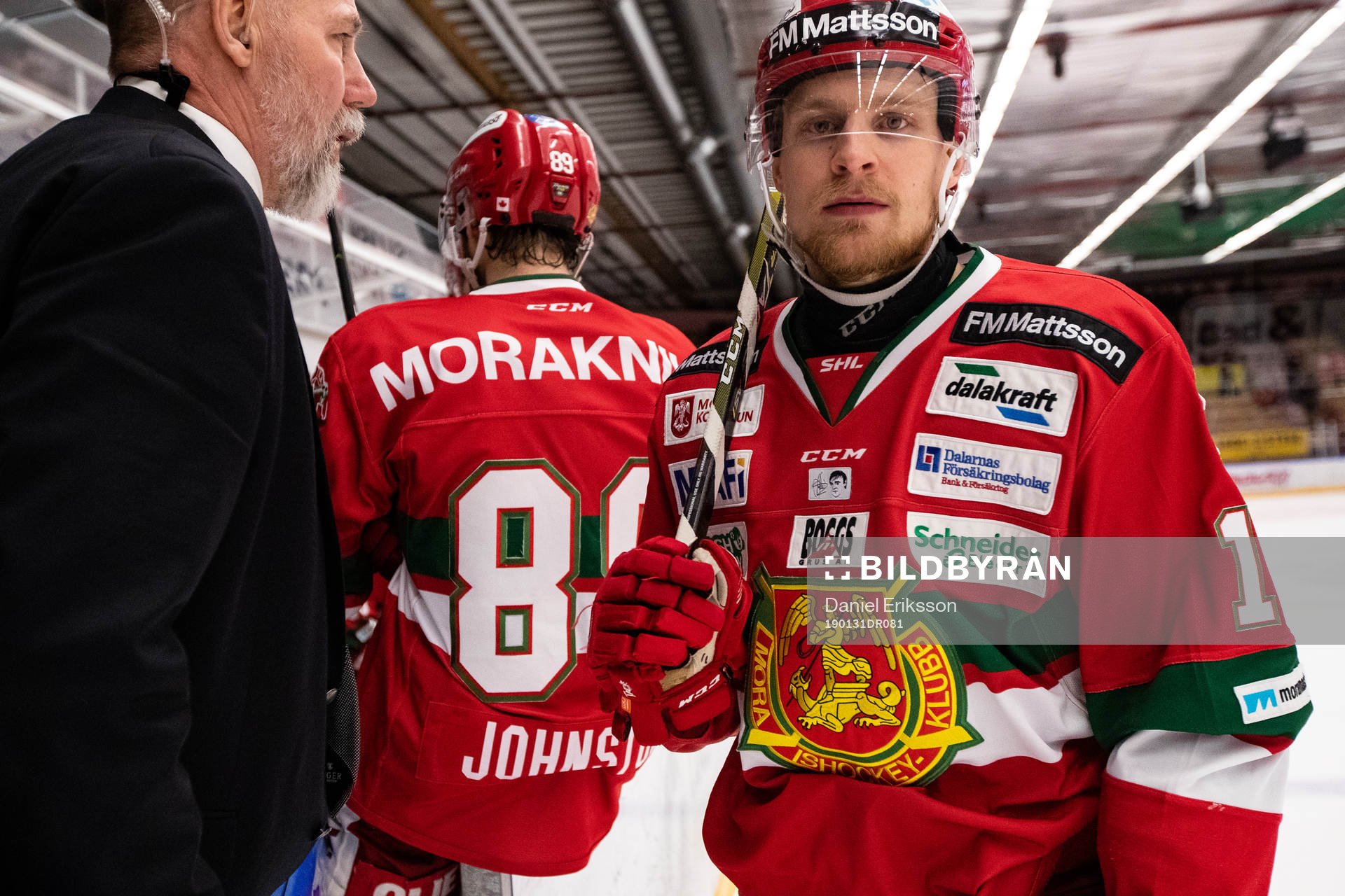 Moras tränare Mats Lusth och Moras Alexander Hilmerson