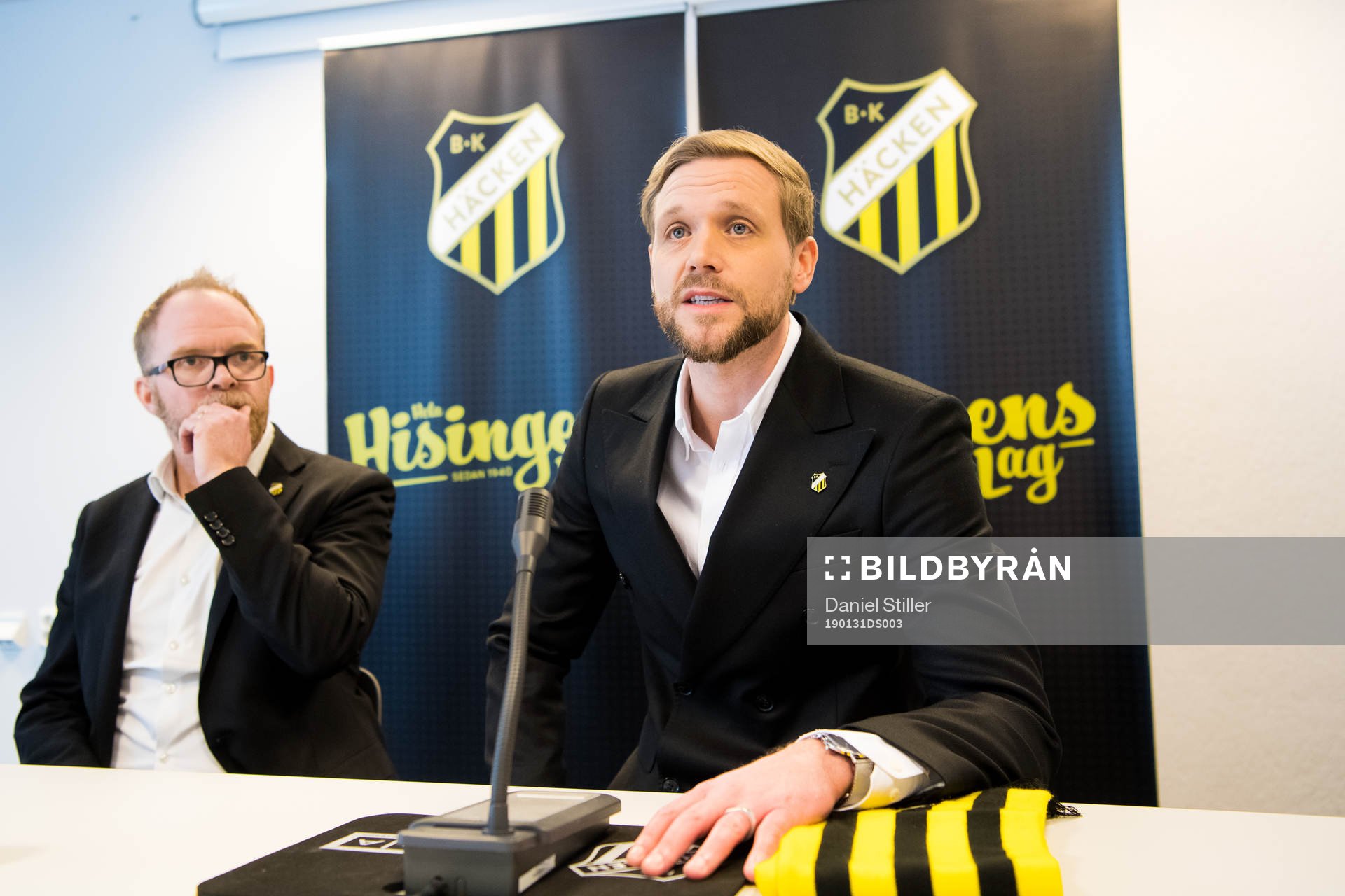 Marcus Jodin presenteras som ny klubbchef i Häcken av styrelseordförande Anders Billström under en presskonferens den 31 januari 2019 i GÖTEBORG.