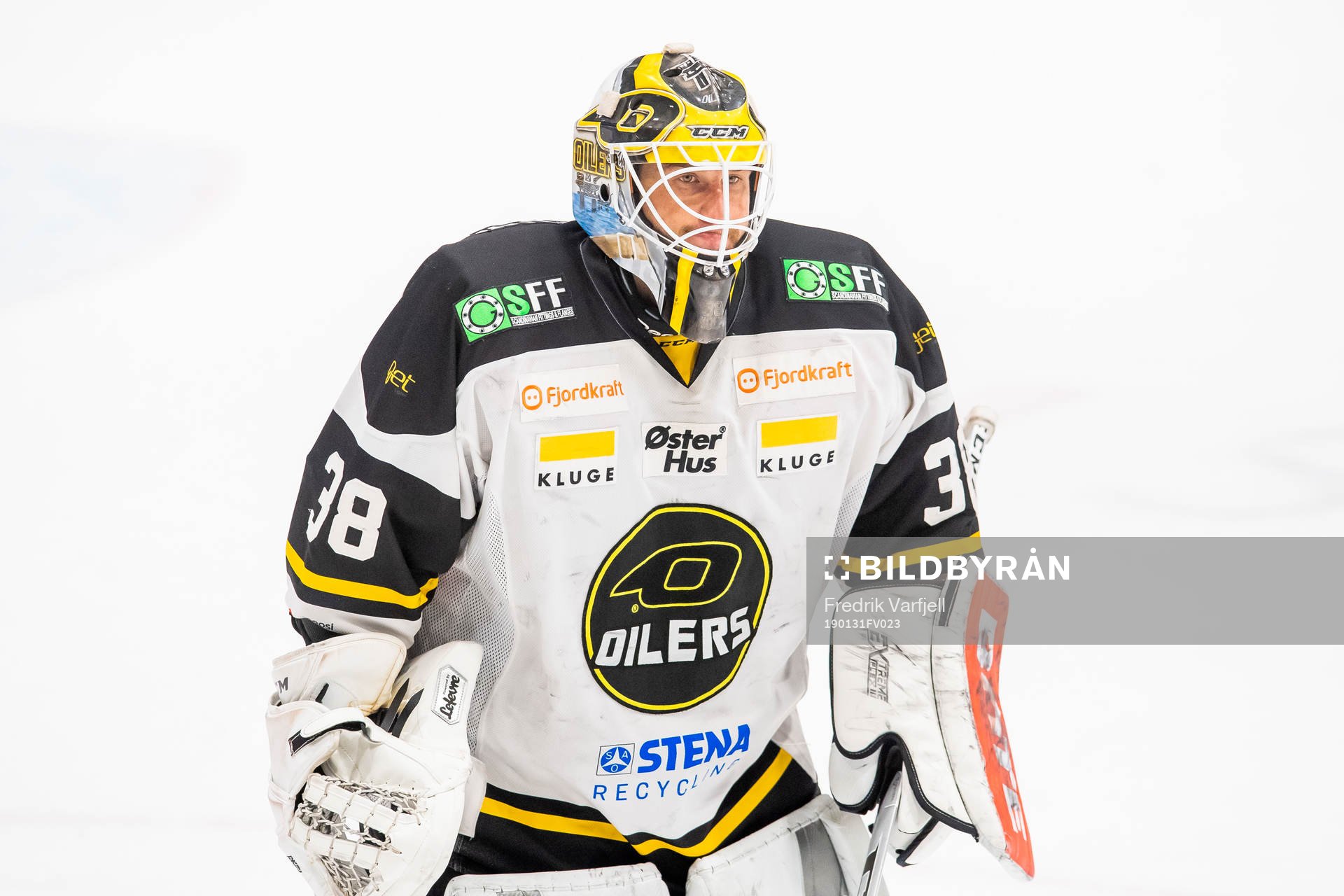 Goaltender Henrik Holm of Stavanger Oilers looks dejected