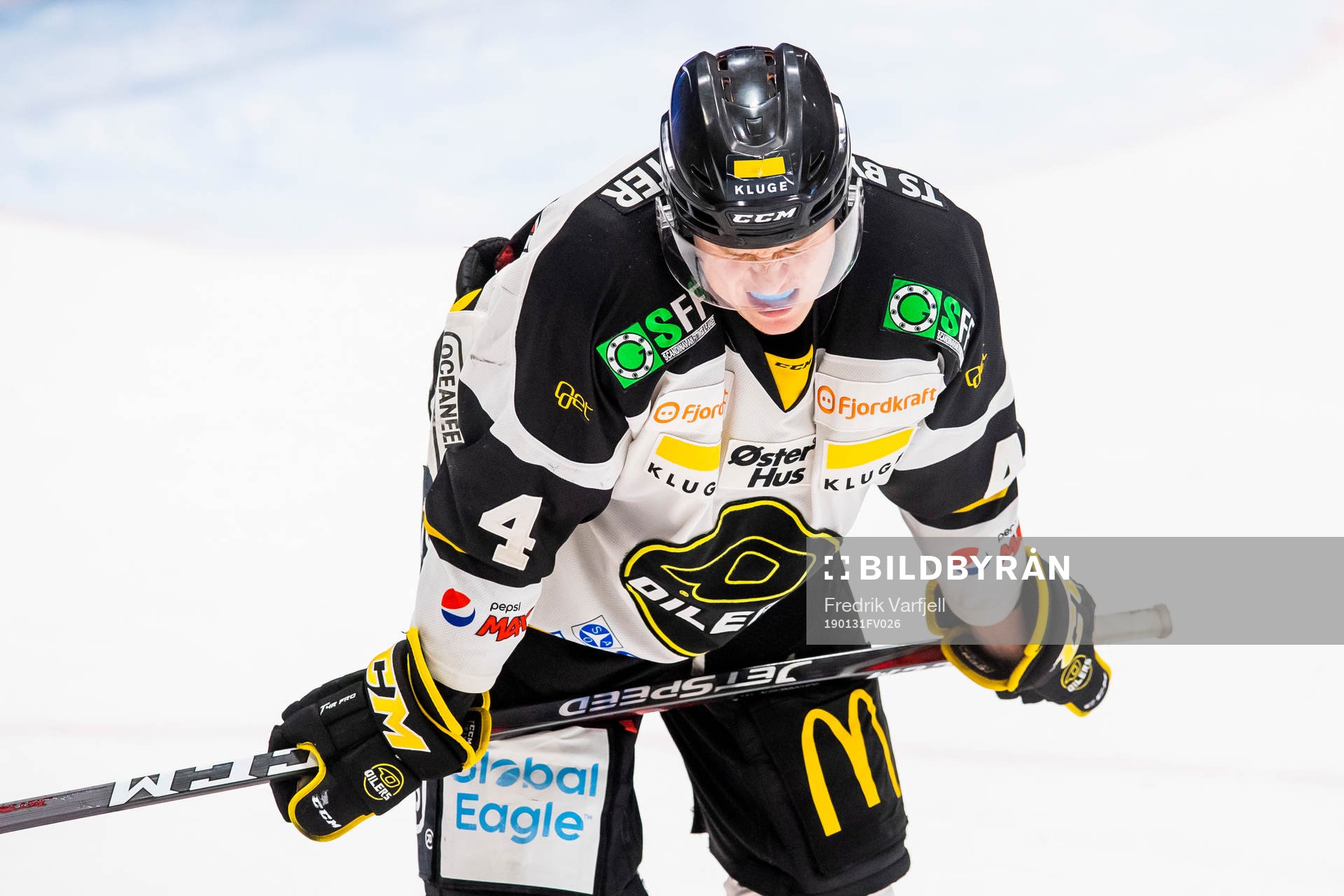 Johannes Johannesen of Stavanger Oilers looks dejected