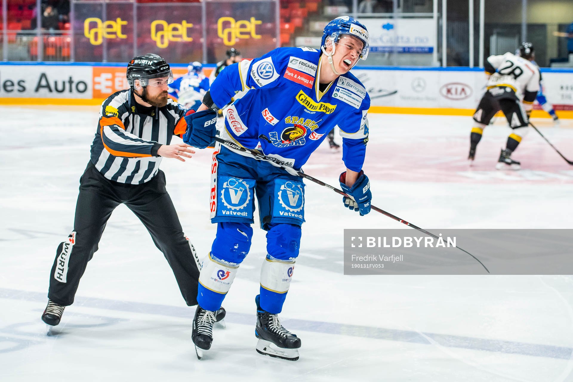 Kristian Sødahl Østby of Sparta Warriors with an injury