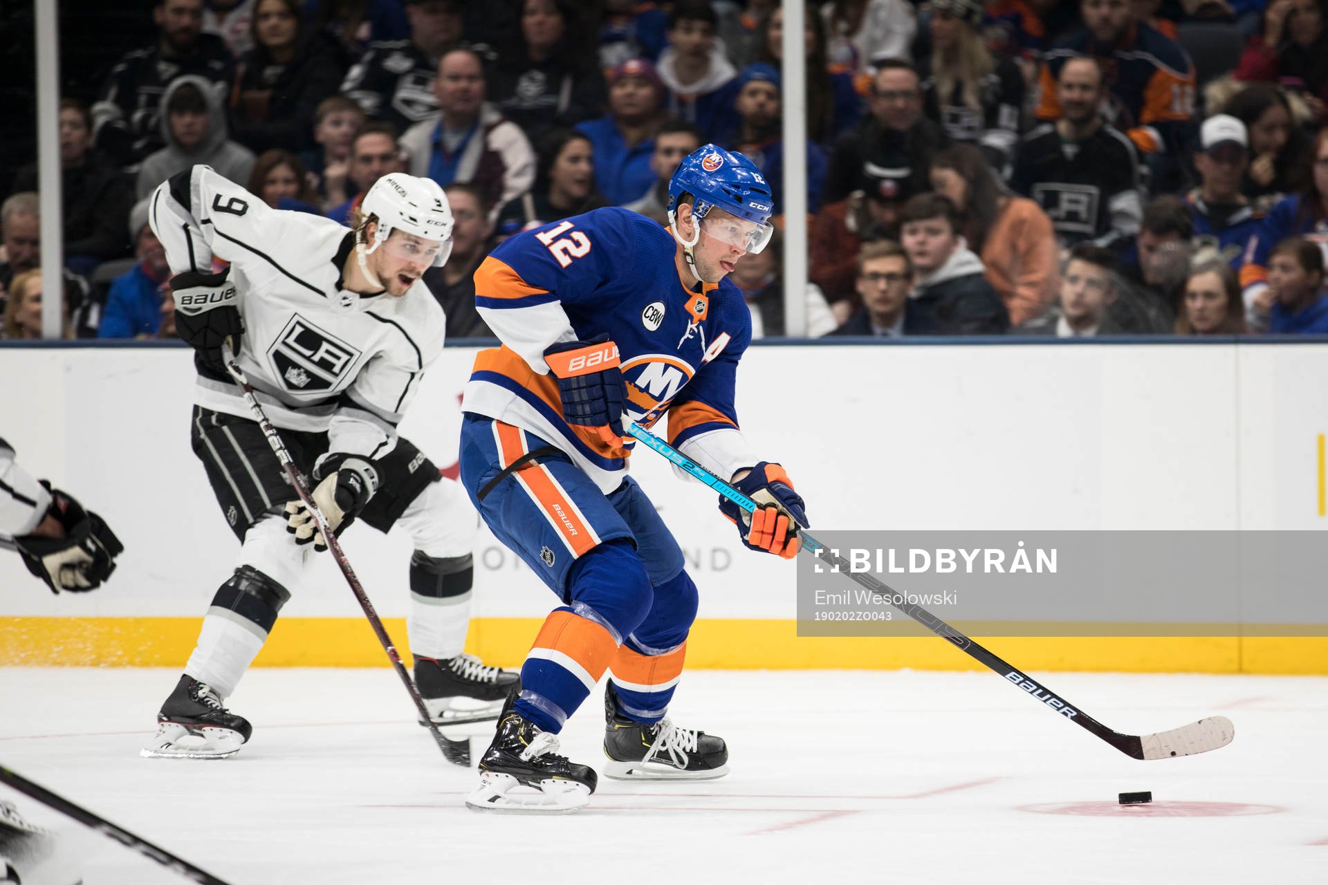 Adrian Kempe of Los Angeles Kings and Josh Bailey of New