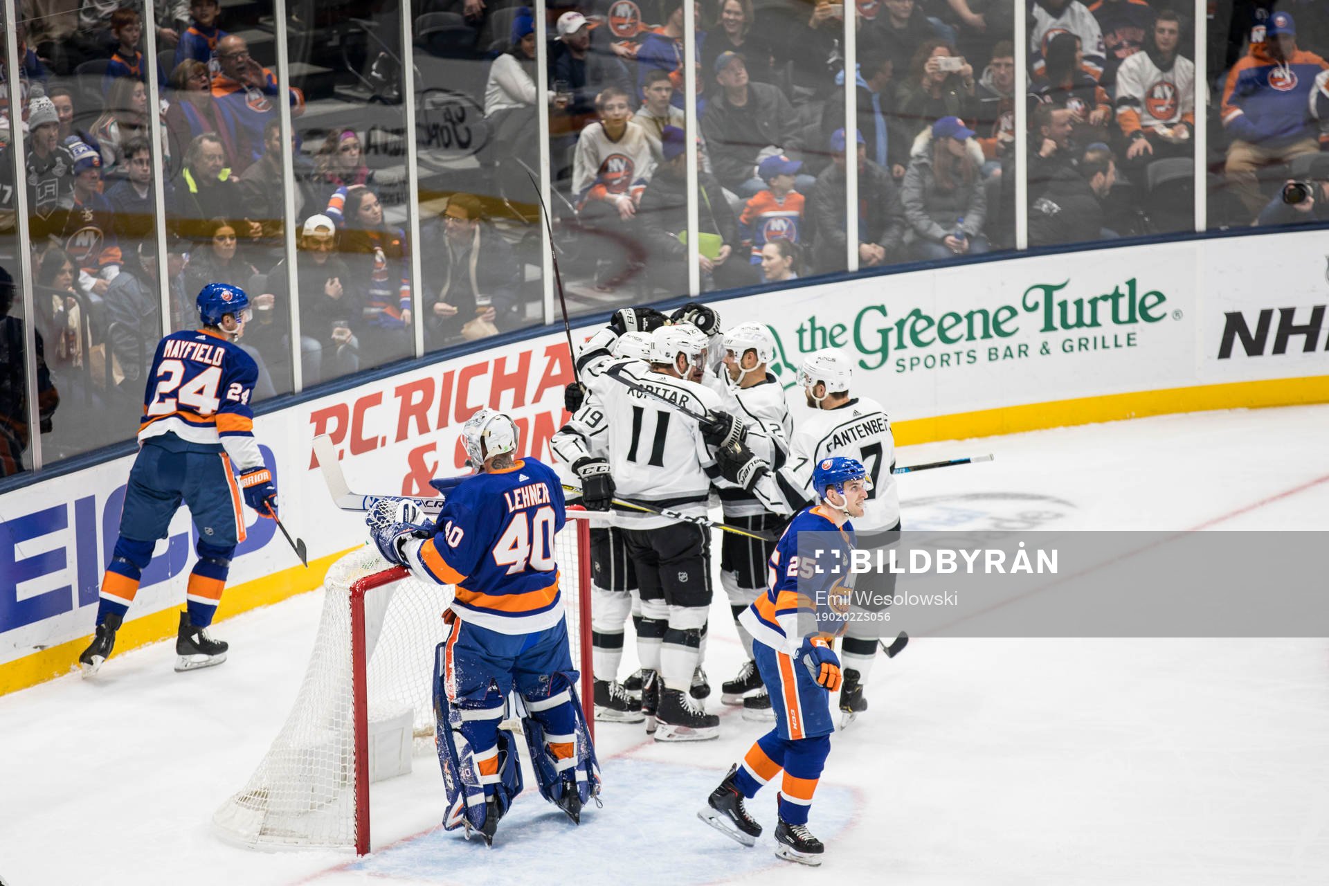 Goalkeeper Robin Lehner of New York Islanders looks dejected