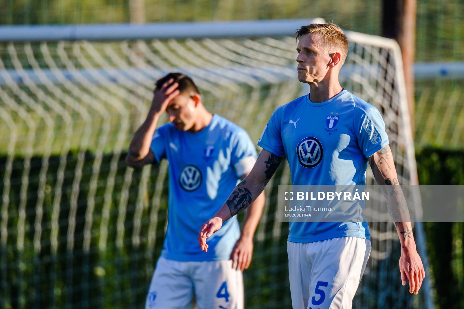 Behrang Safari and Sören Rieks of Malmö FF looks dejected