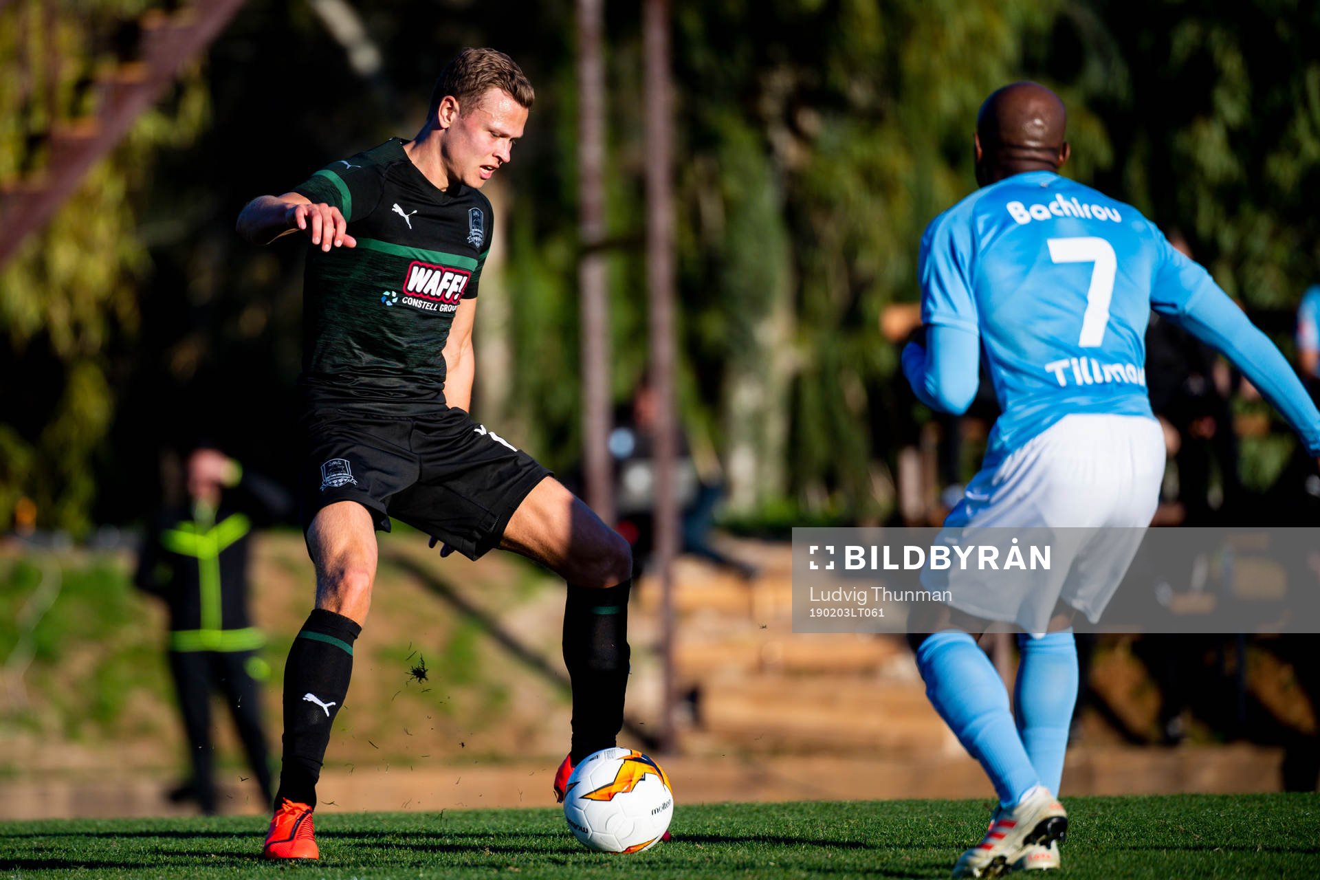Viktor Claesson of Krasnodar and Fouad Bachirou of Malmö FF