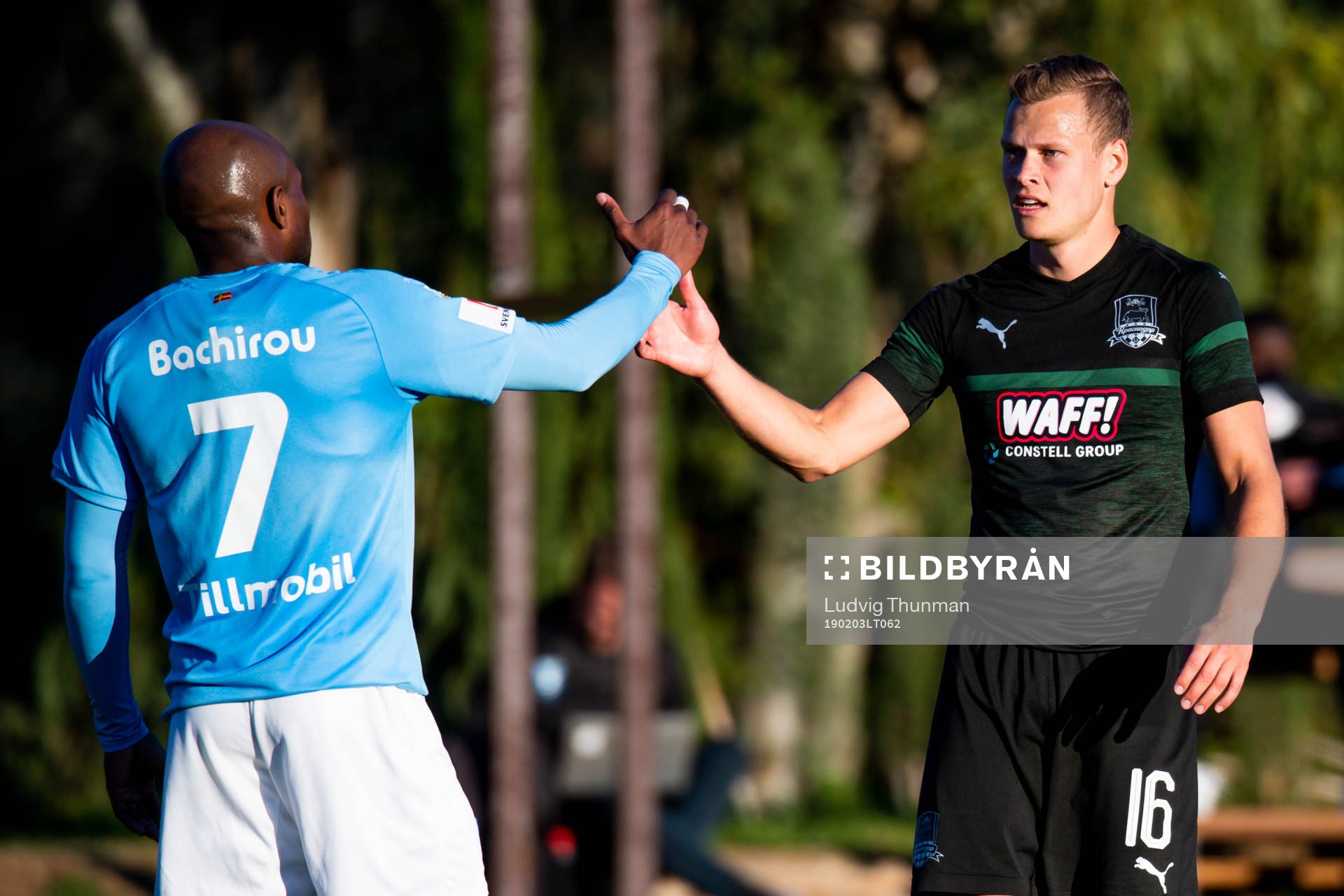 Viktor Claesson of Krasnodar and Fouad Bachirou of Malmö FF