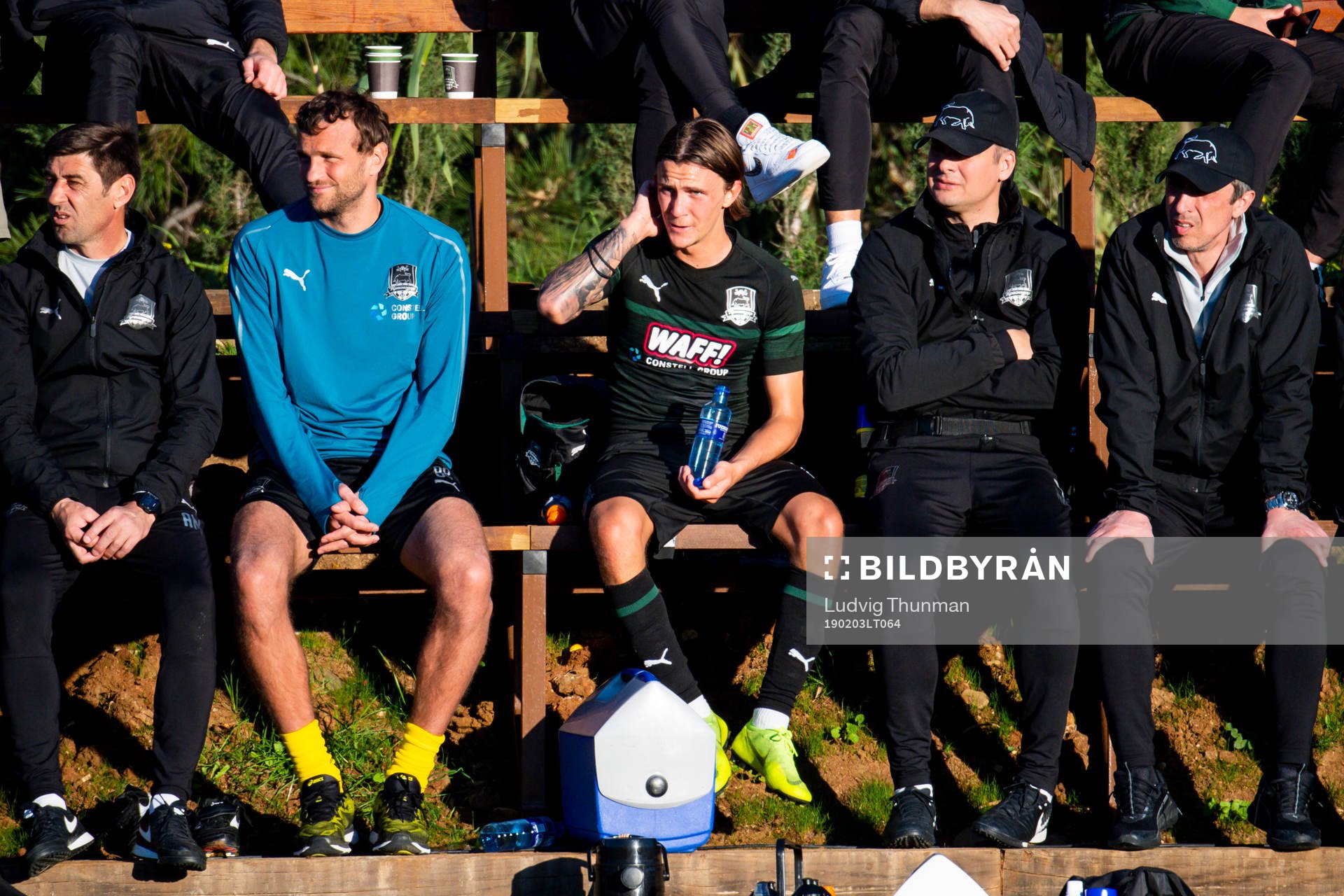 Kristoffer Olsson of Krasnodar on the bench during the friendly match between Malmö FF and Krasnordar on Feb 3, 2019 in Marbella.