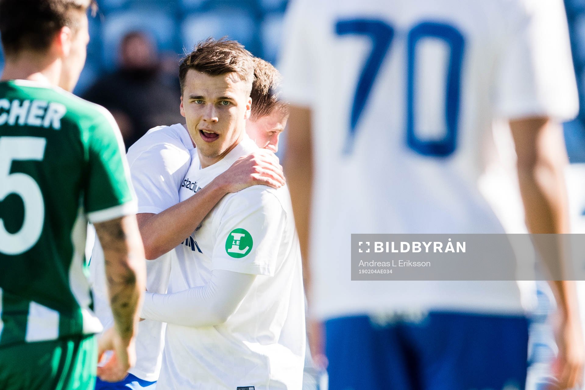 Norrköpings Simon Skrabb jublar efter att ha gjort 1-3 för Norrköping under en träningsmatch i fotboll mellan SV Mattersburg och Norrköping den 4 februari 2019 i Faro.