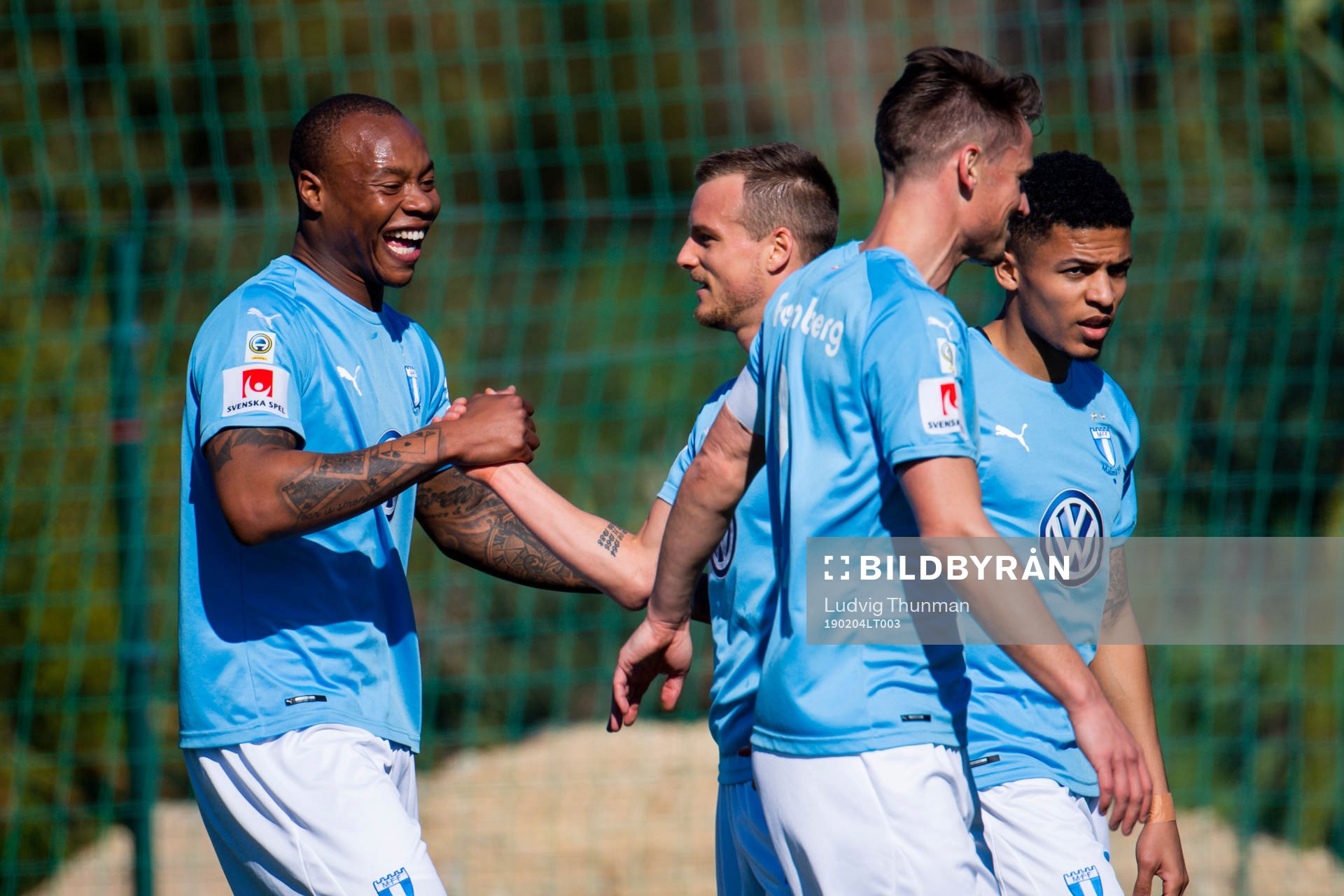 Carlos Strandberg and Eric Larsson of Malmö FF celebrates