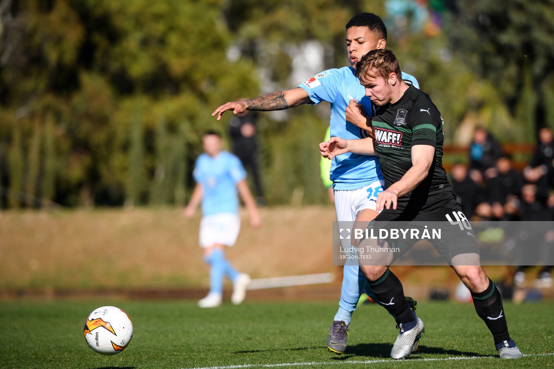 Romain Gall of Malmö FF and Oley Isayenko of Krasnodar