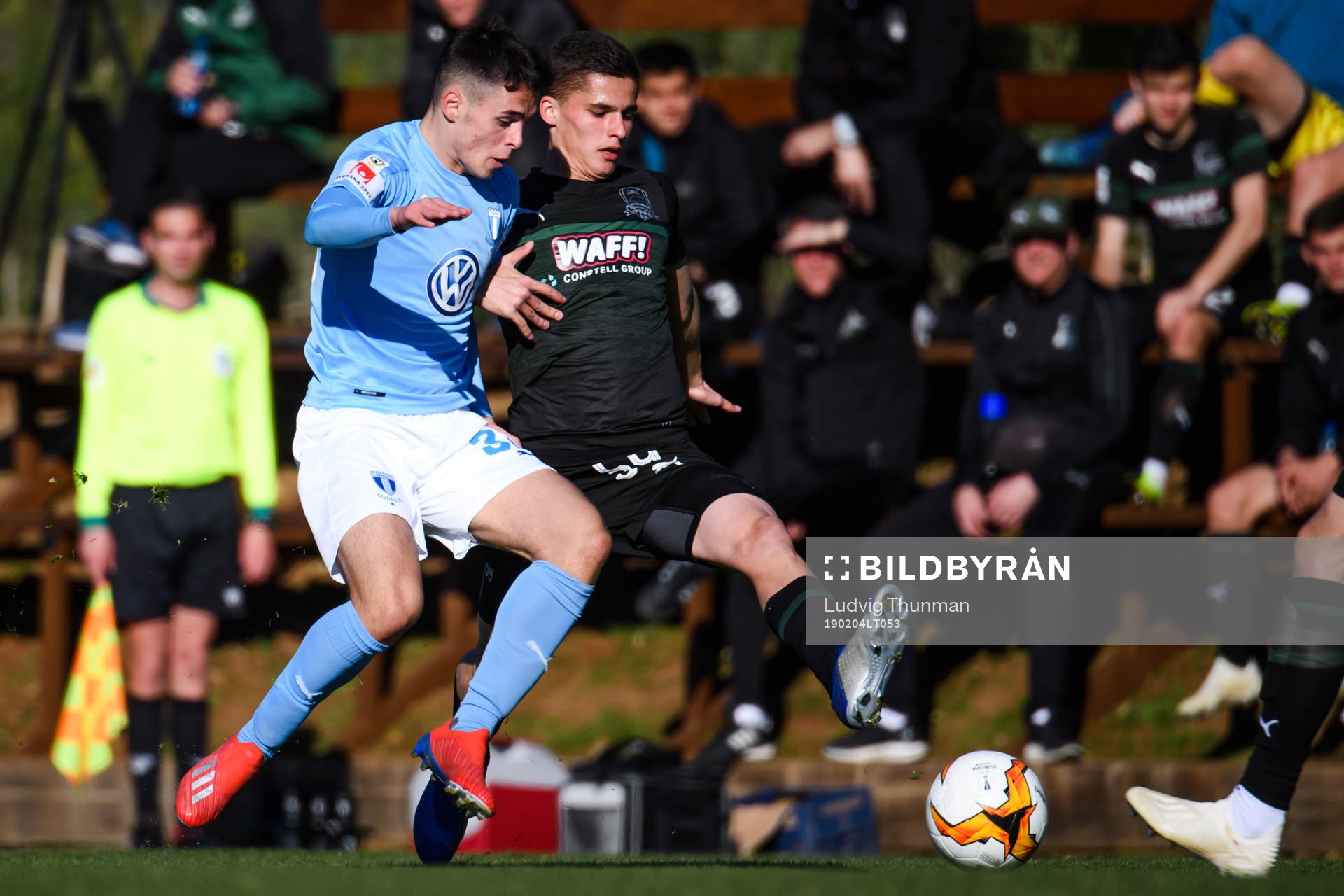 Laorent Shabani of Malmö FF and Mikhail Kolomiytsev of