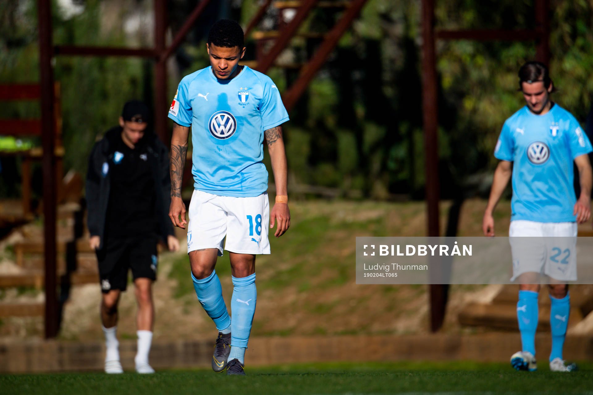 Romain Gall and Adi Nalic of Malmö FF looks dejected