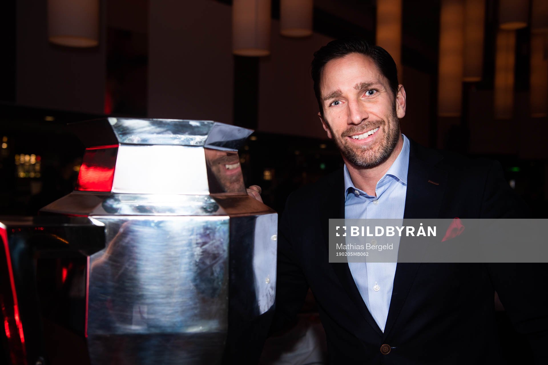 Joel Lundqvist of Frölunda pose for a picture with the