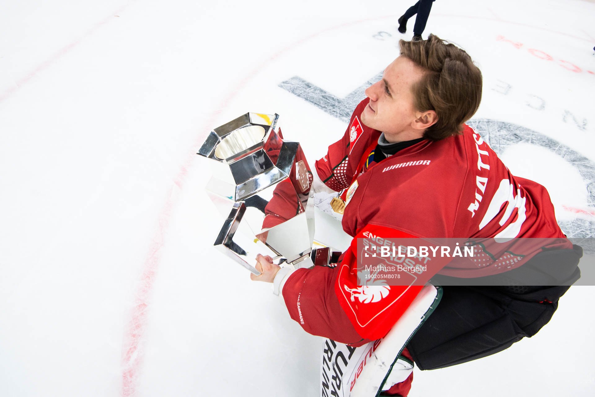 Goalkeeper Johan Mattsson of Frölunda celebrates with the
