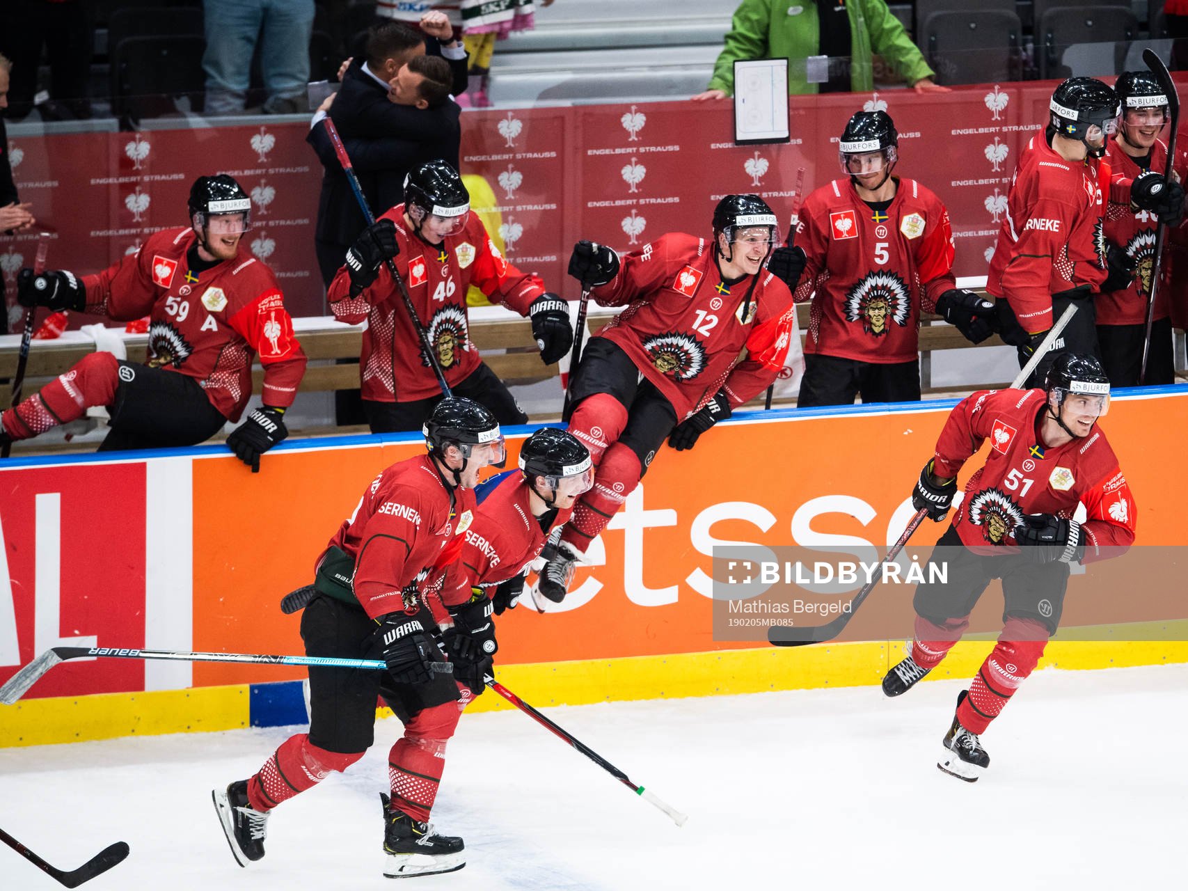 Max Friberg and Mats Rosseli Olsen celebrate