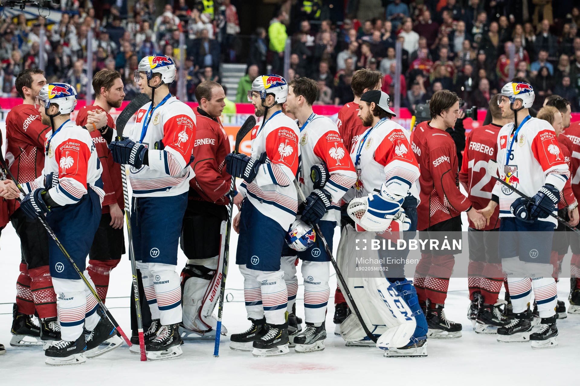 Players of Red Bull Munich and of Frölunda