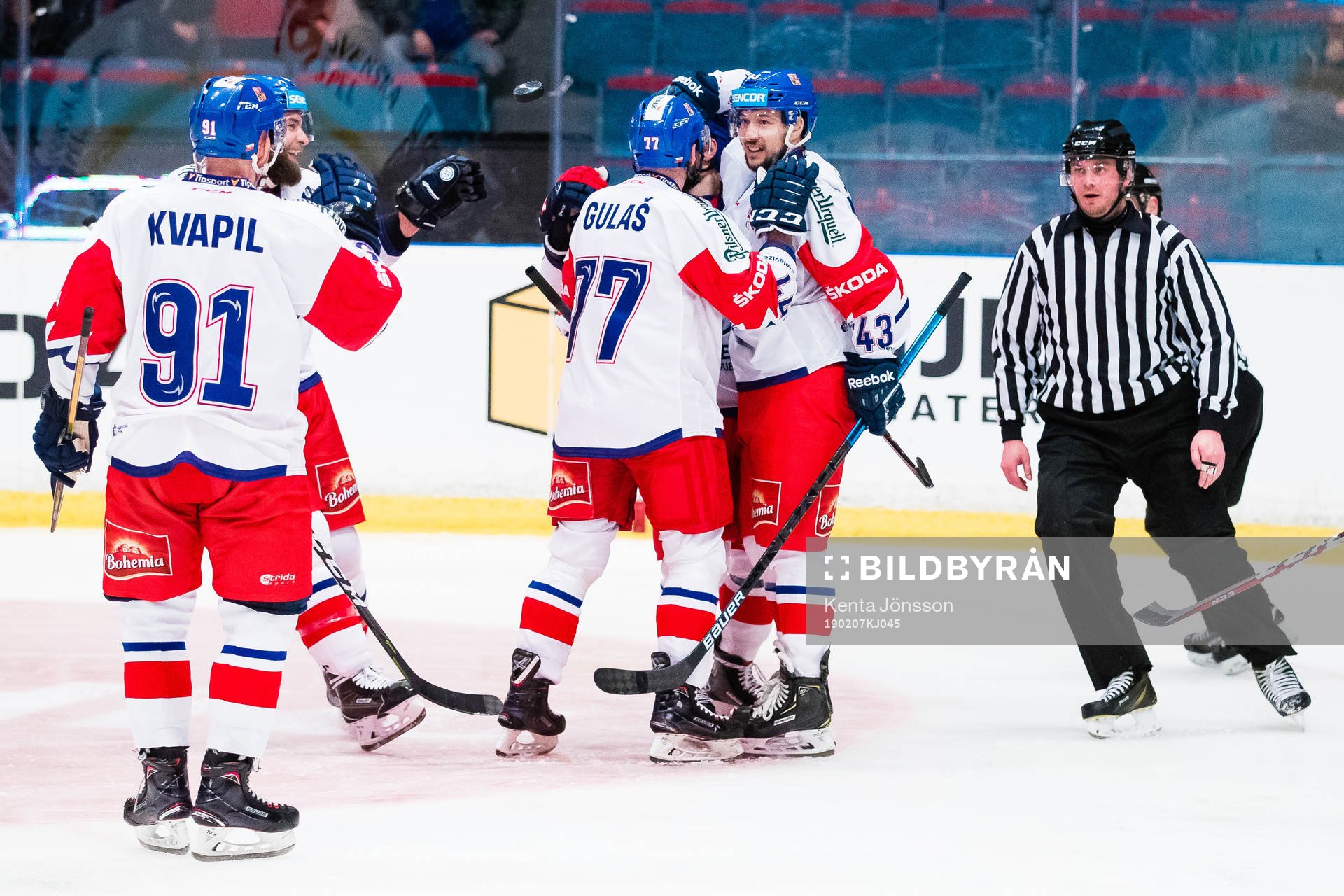Milan Gulas celebrates with teammates