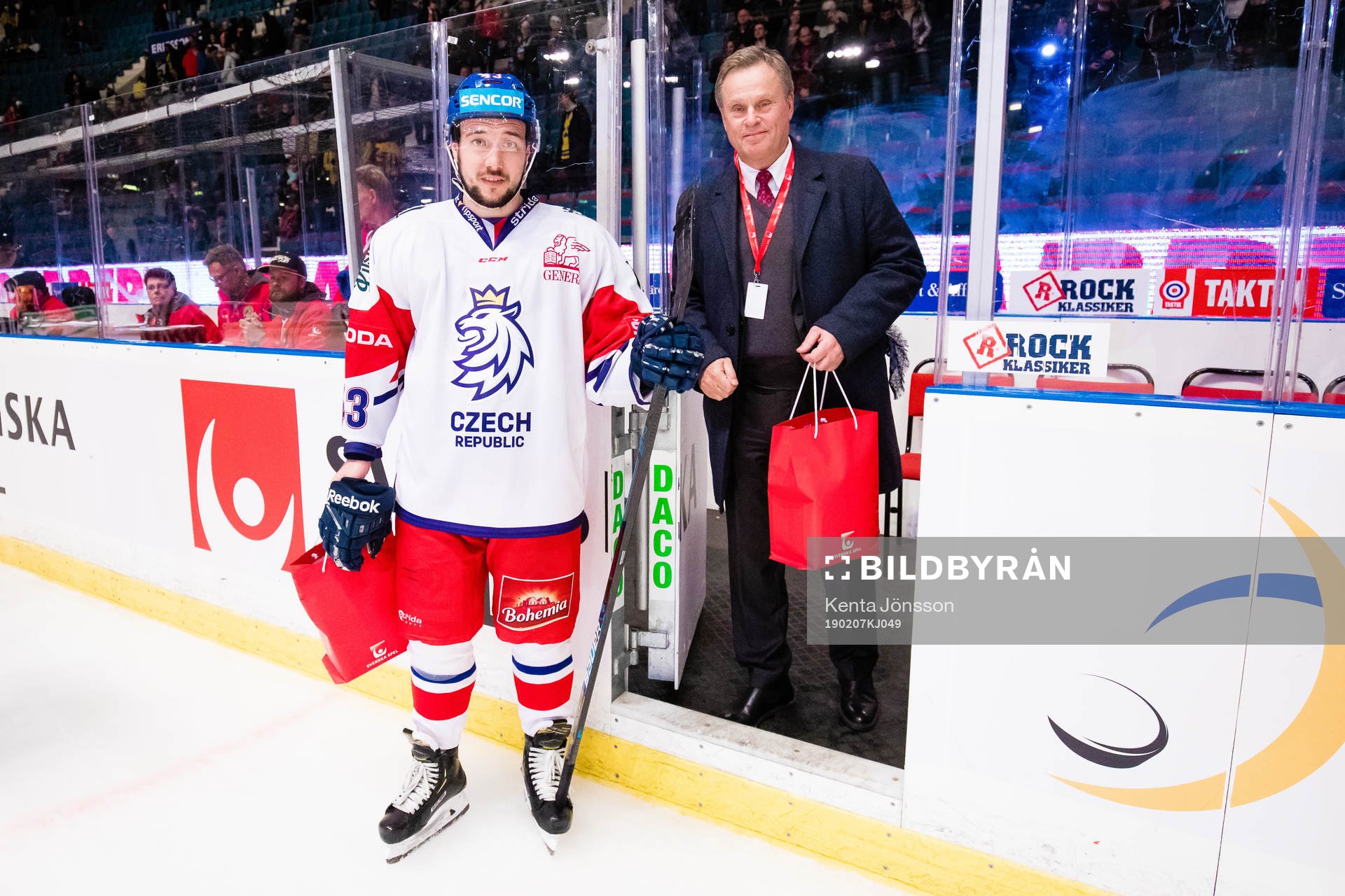 Jan Kovar of Czech Republic gets a prize for best player of