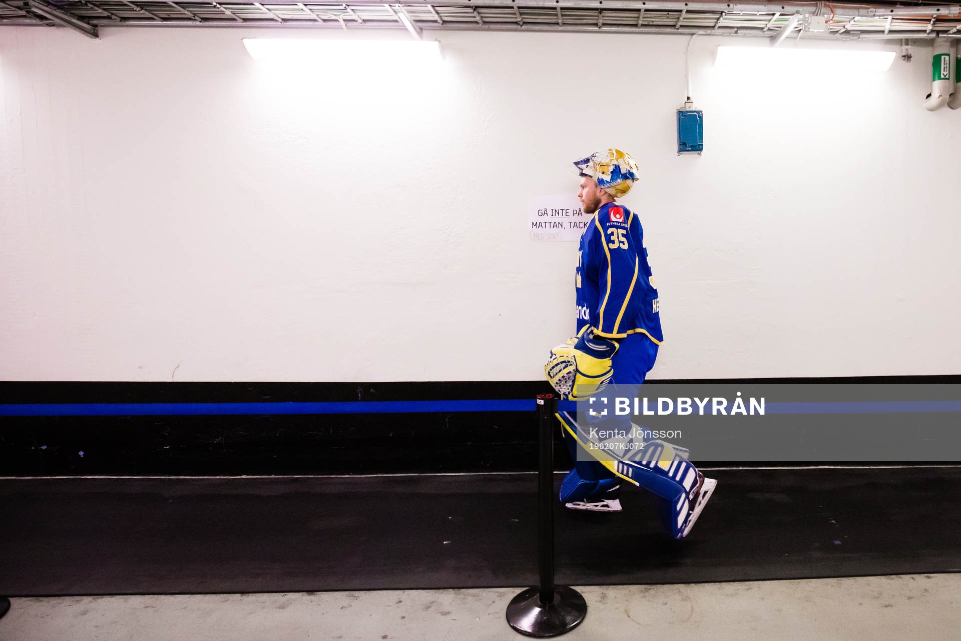goaltender Magnus Hellberg of Sweden a head of the Beijer