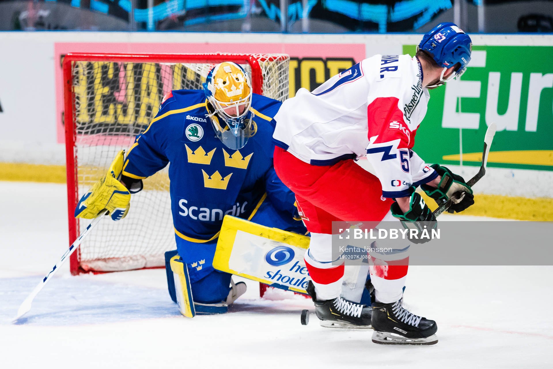 Goaltender Magnus Hellberg and of Czech Republic Radim