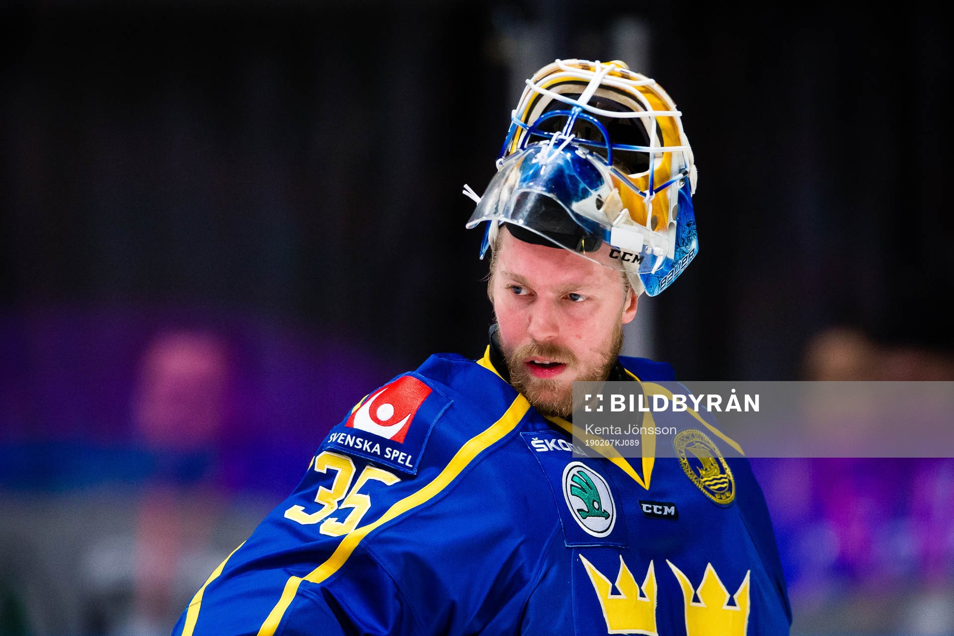 Goaltender Magnus Hellberg of Sweden