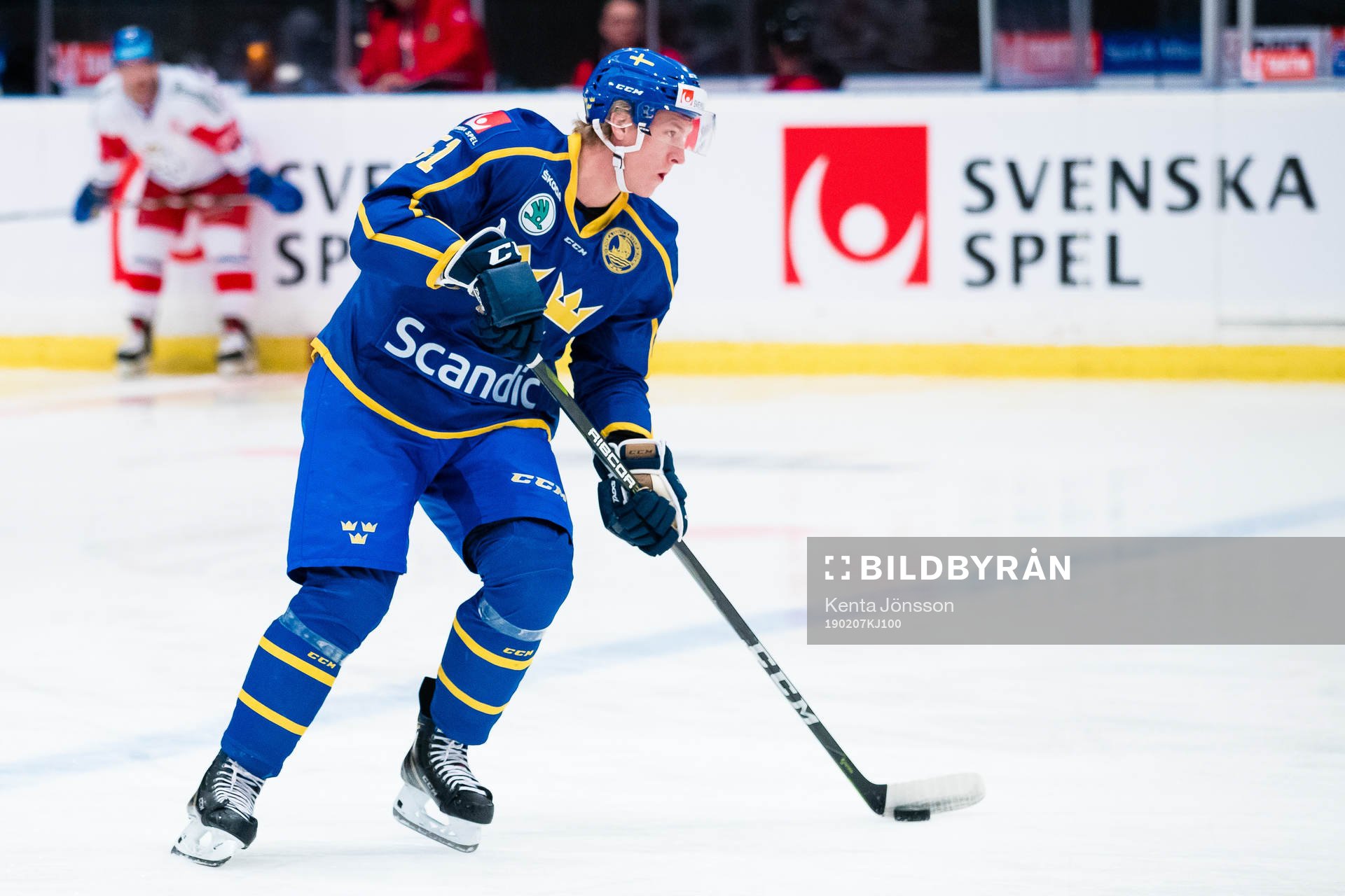 Emil Sylvegård of Sweden a head of the Beijer Hockey Games
