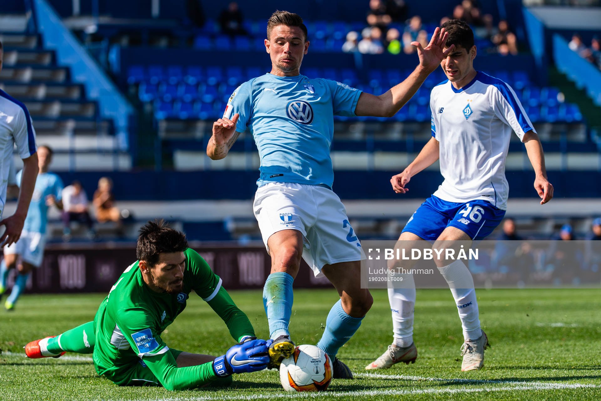 Goalkeeper Denis Boiko of Dinamo Kiev and Marcus Antonsson