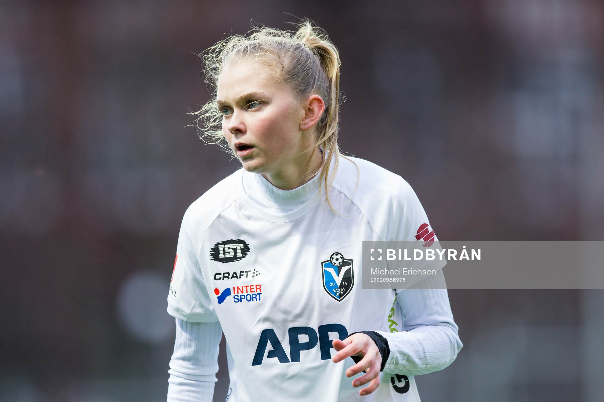 Växjös Amanda Persson under fotbollsmatchen i Svenska Cupen mellan Kopparbergs/Göteborg och Växjö den 9 februari 2019 i Göteborg.