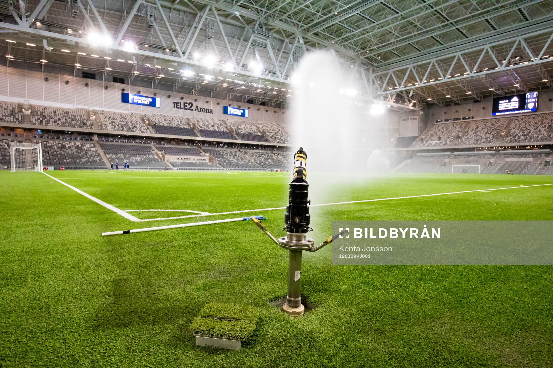 En vattenspridare på Tele2 Arena