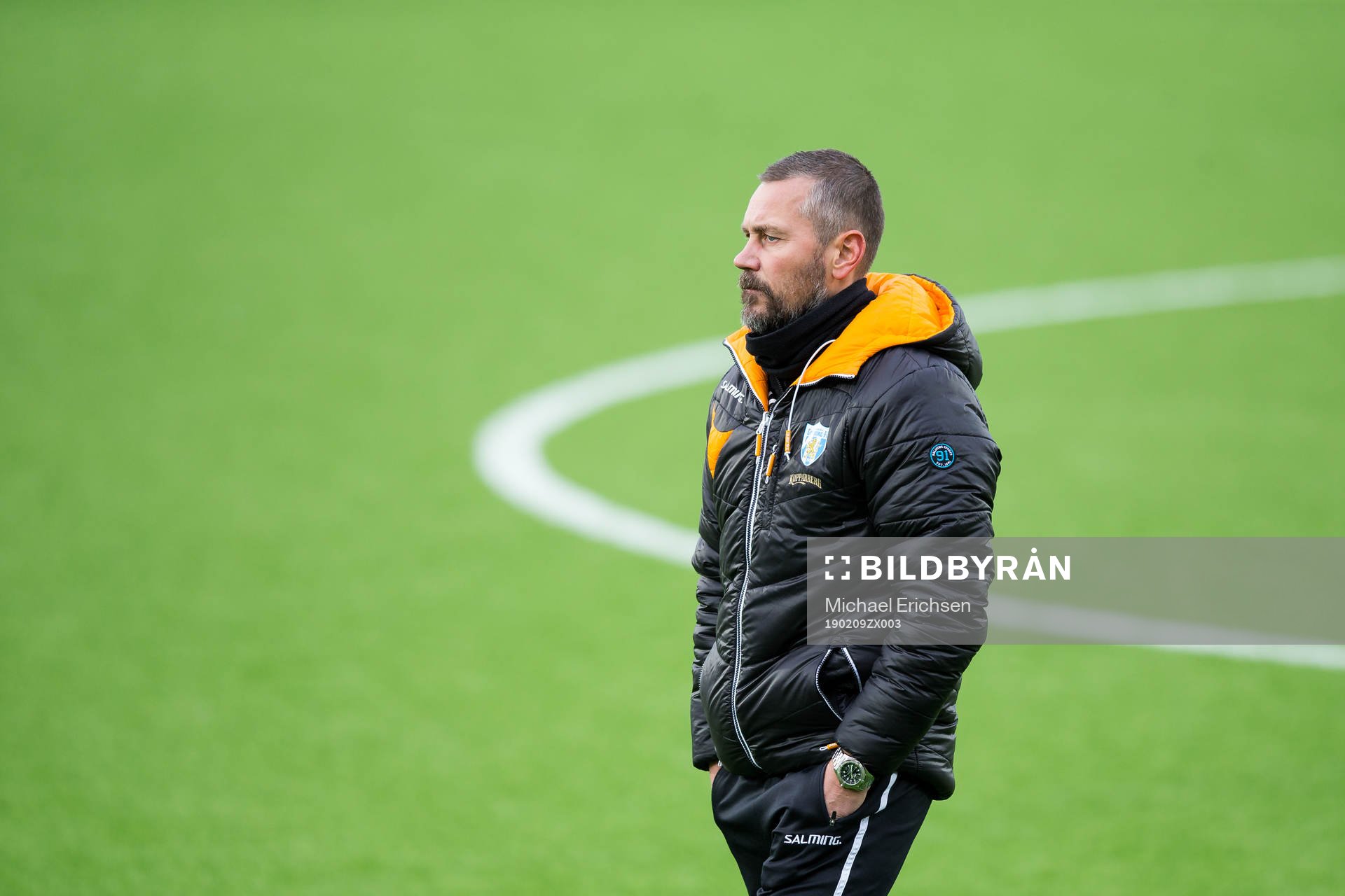 Göteborgs tränare Marcus Lantz innan fotbollsmatchen i
