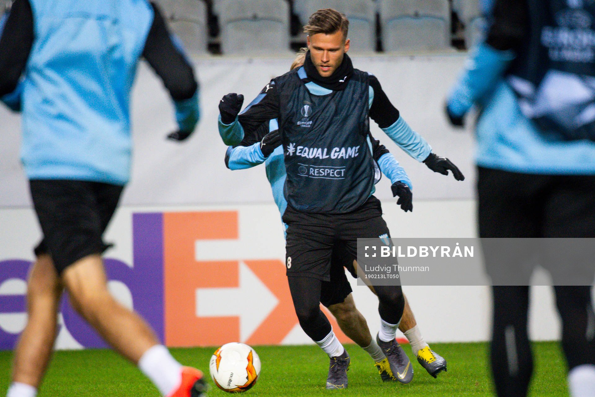 Arnor Traustason of Malmö FF during a training session ahead of the Europa League match between Malmö FF and Chelsea on February 13, 2019 in Malmö.