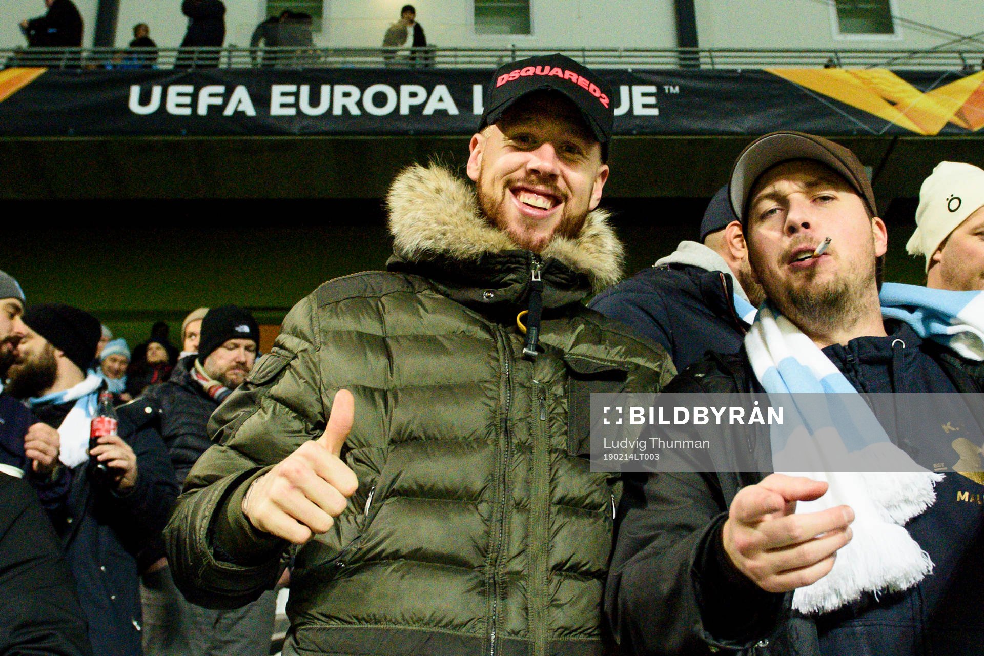 Leeds player Pontus Jansson in the stands ahead the Europa