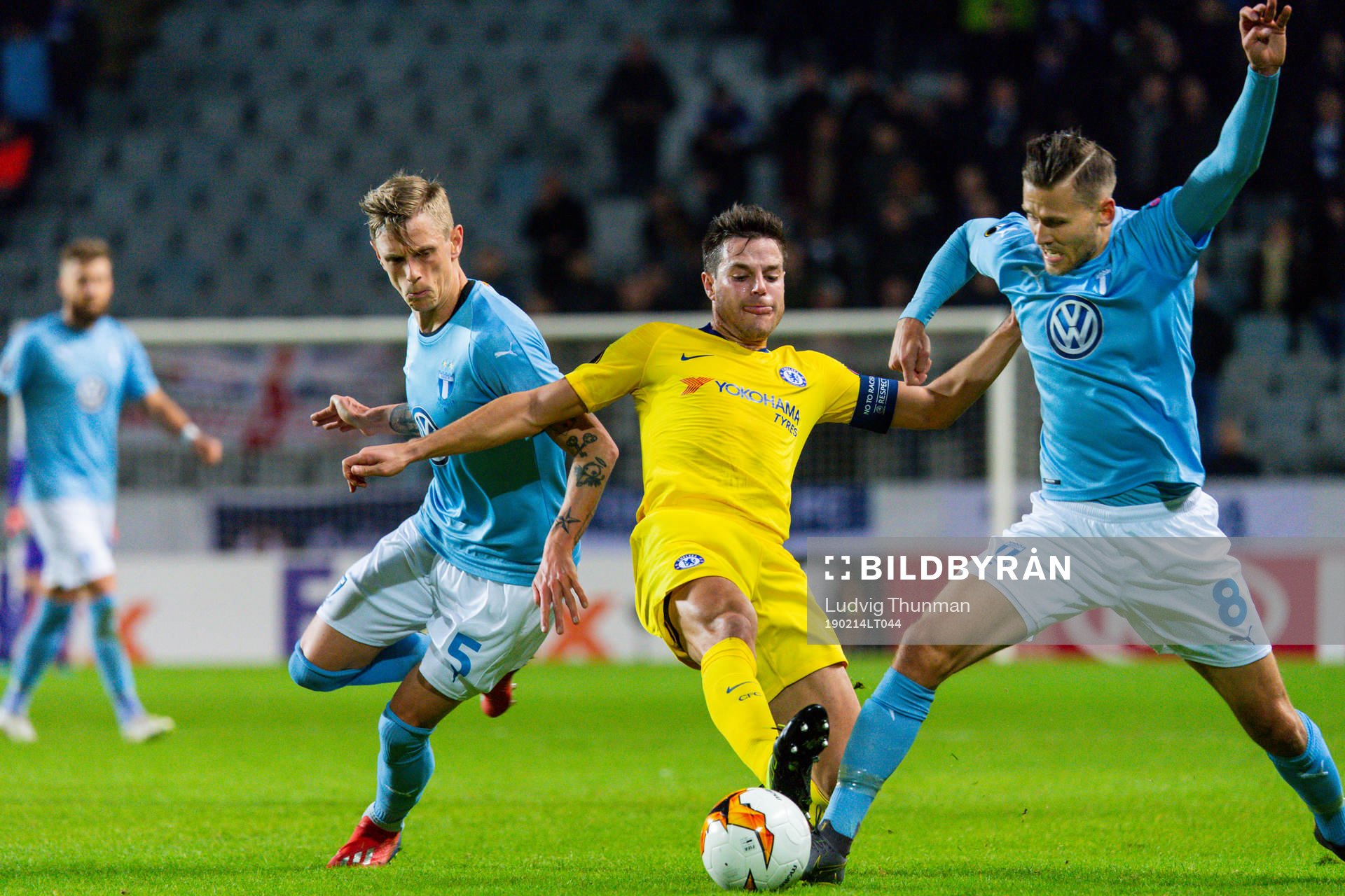 Sören Rieks and Arnor Traustason of Malmö FF and César