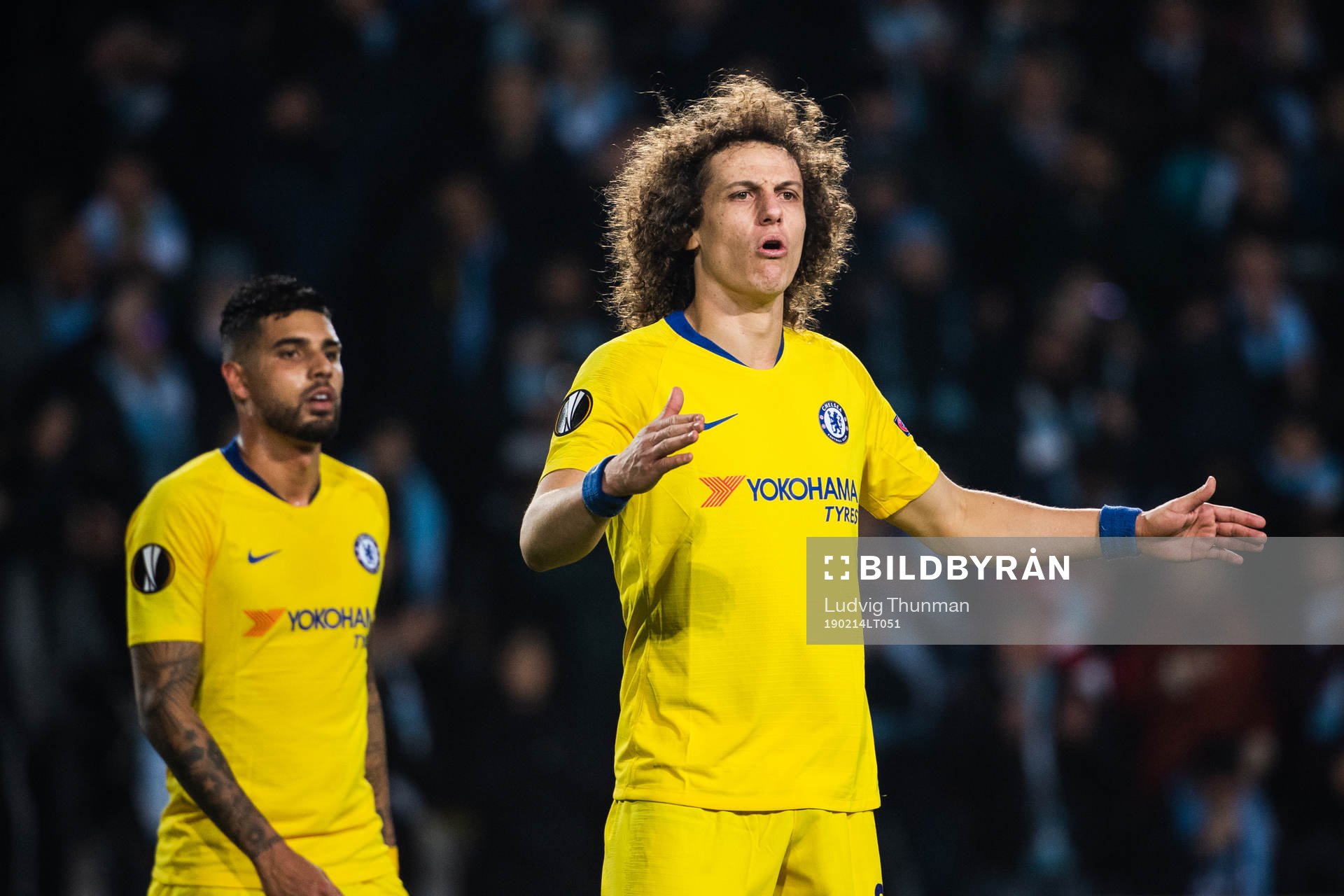 David Luiz of Chelsea reacts