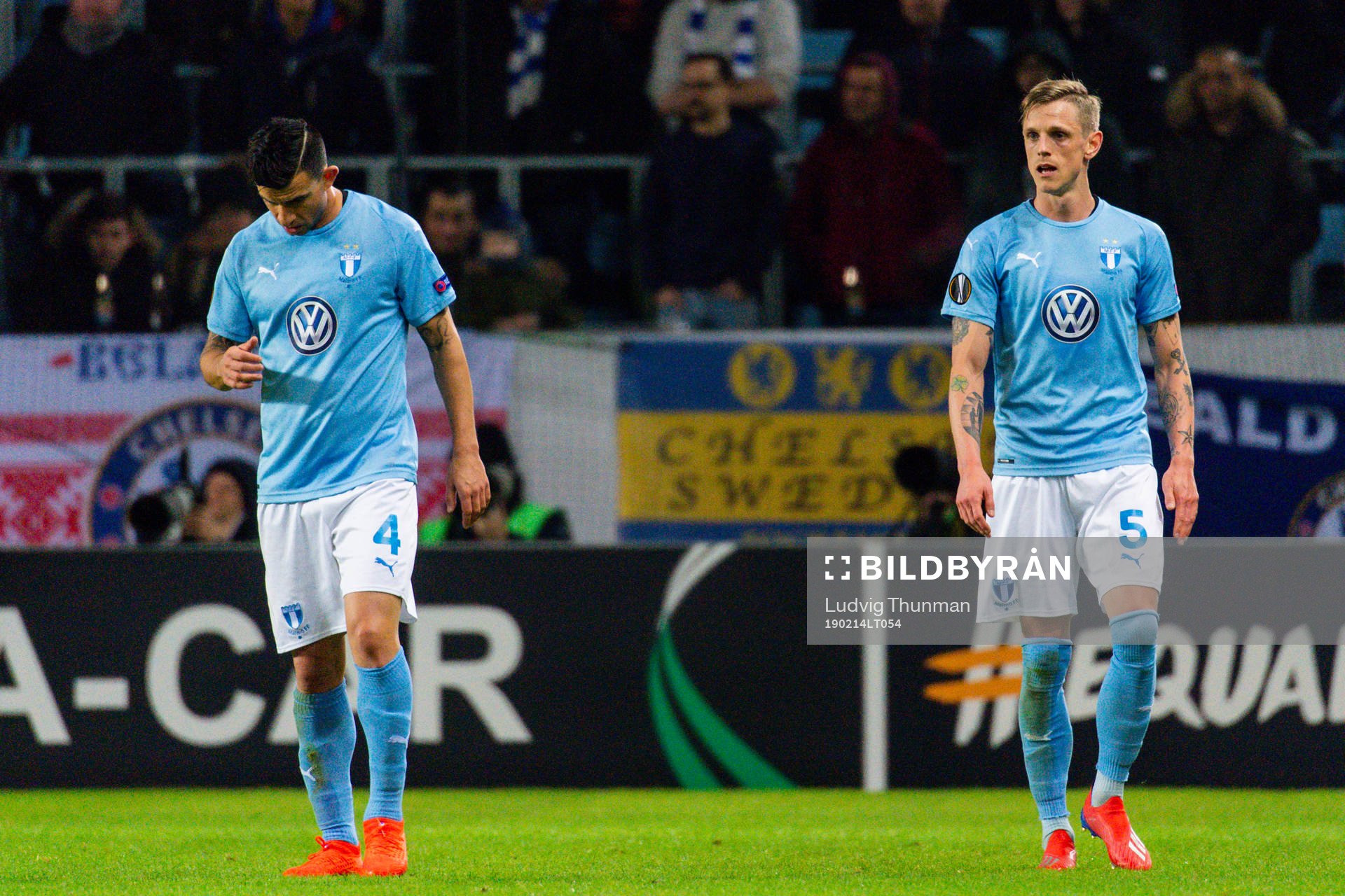 Behrang Safari and Sören Rieks of Malmö FF looks dejected