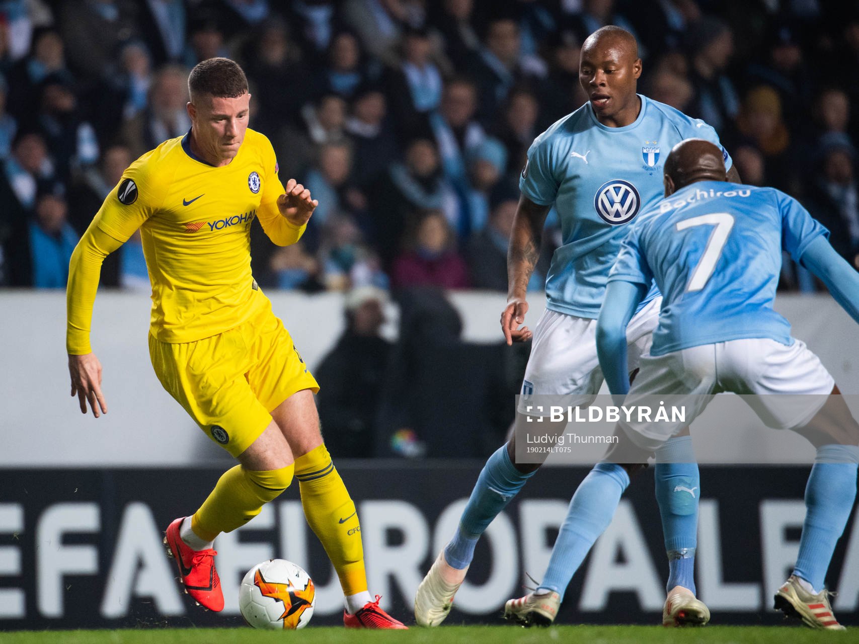Ross Barkley of Chelsea and Carlos Strandberg of Malmö FF