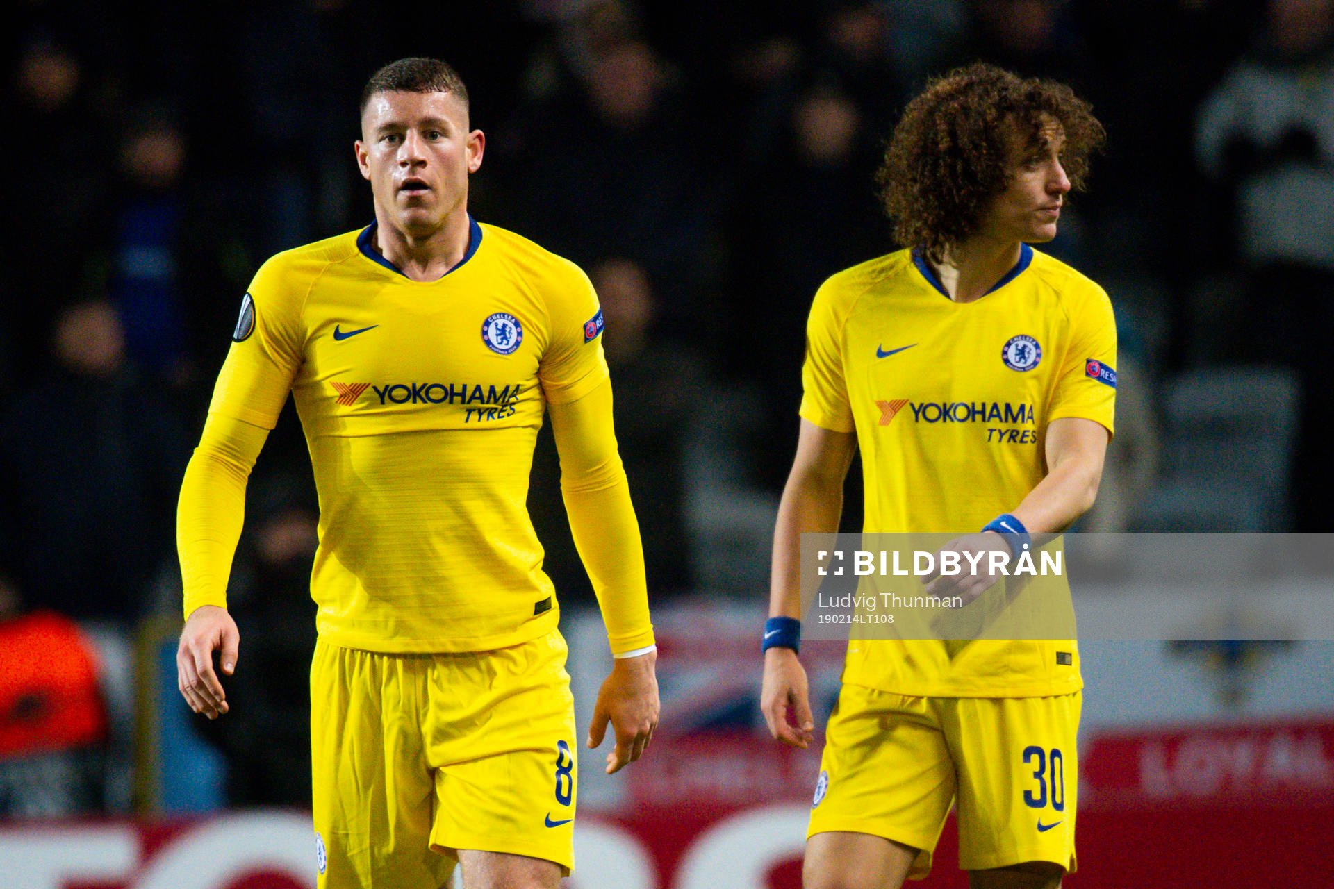 Ross Barkley and David Luiz of Chelsea