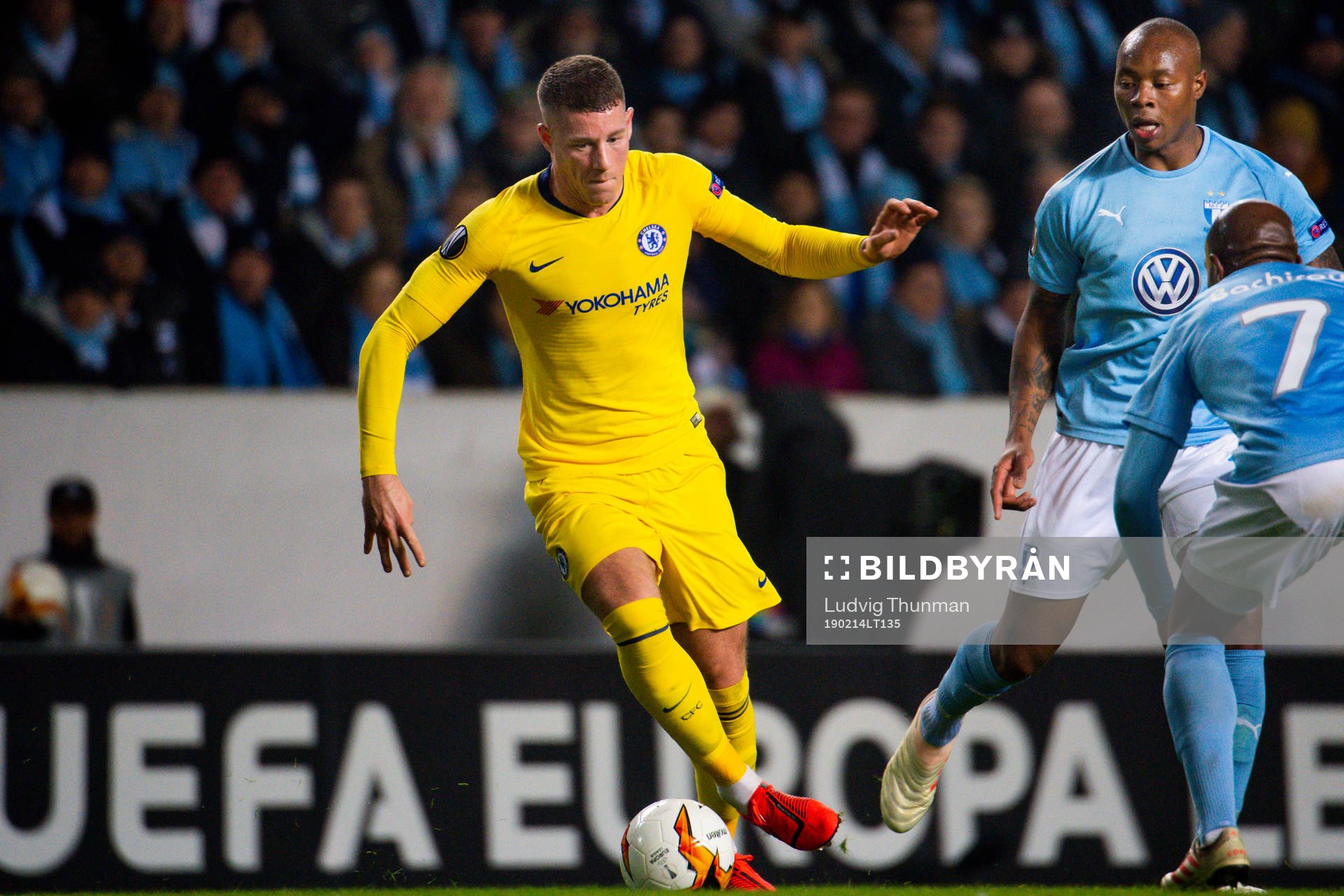 Ross Barkley of Chelsea and Carlos Strandberg of Malmö FF