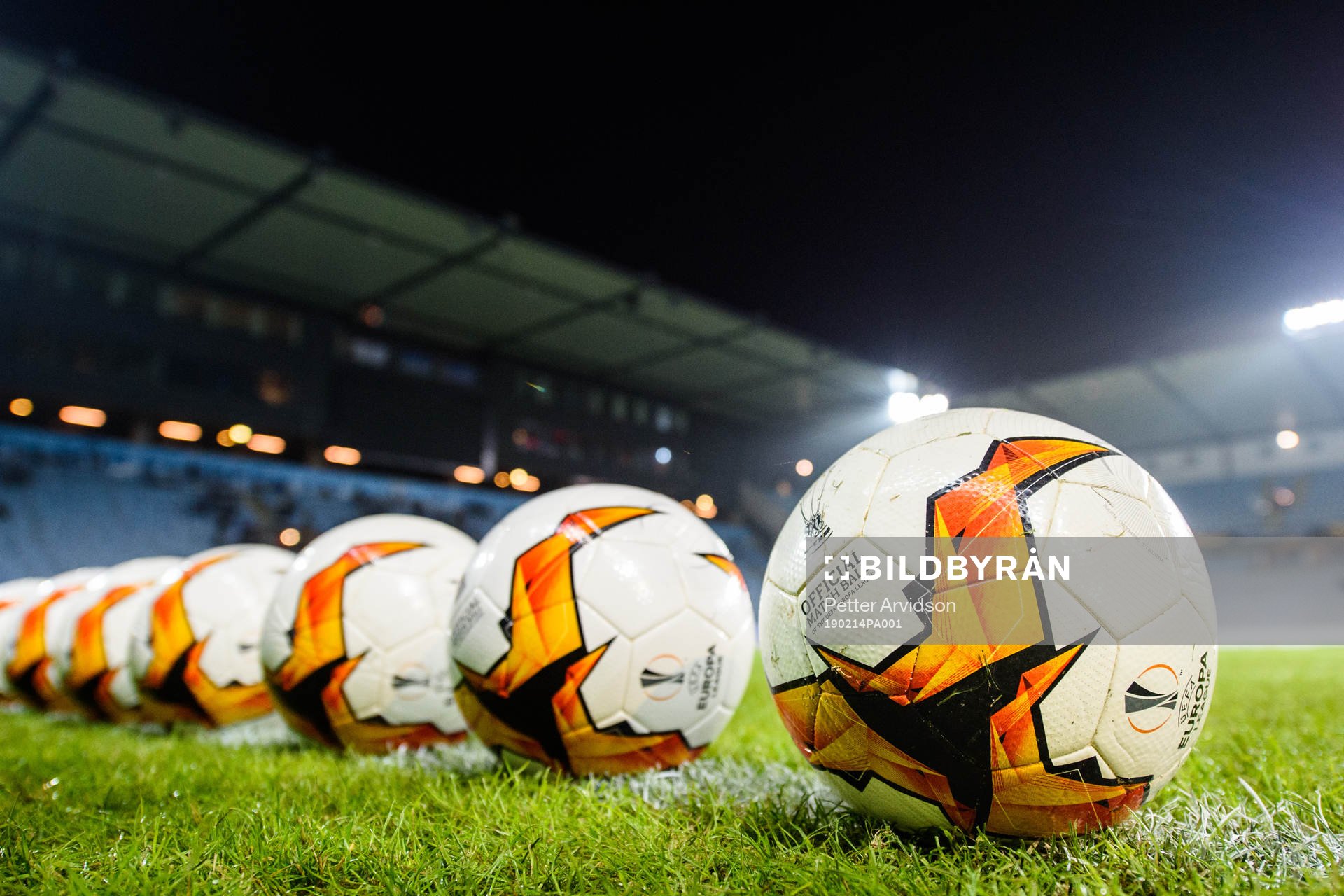 General view of official match balls prior to the Europa