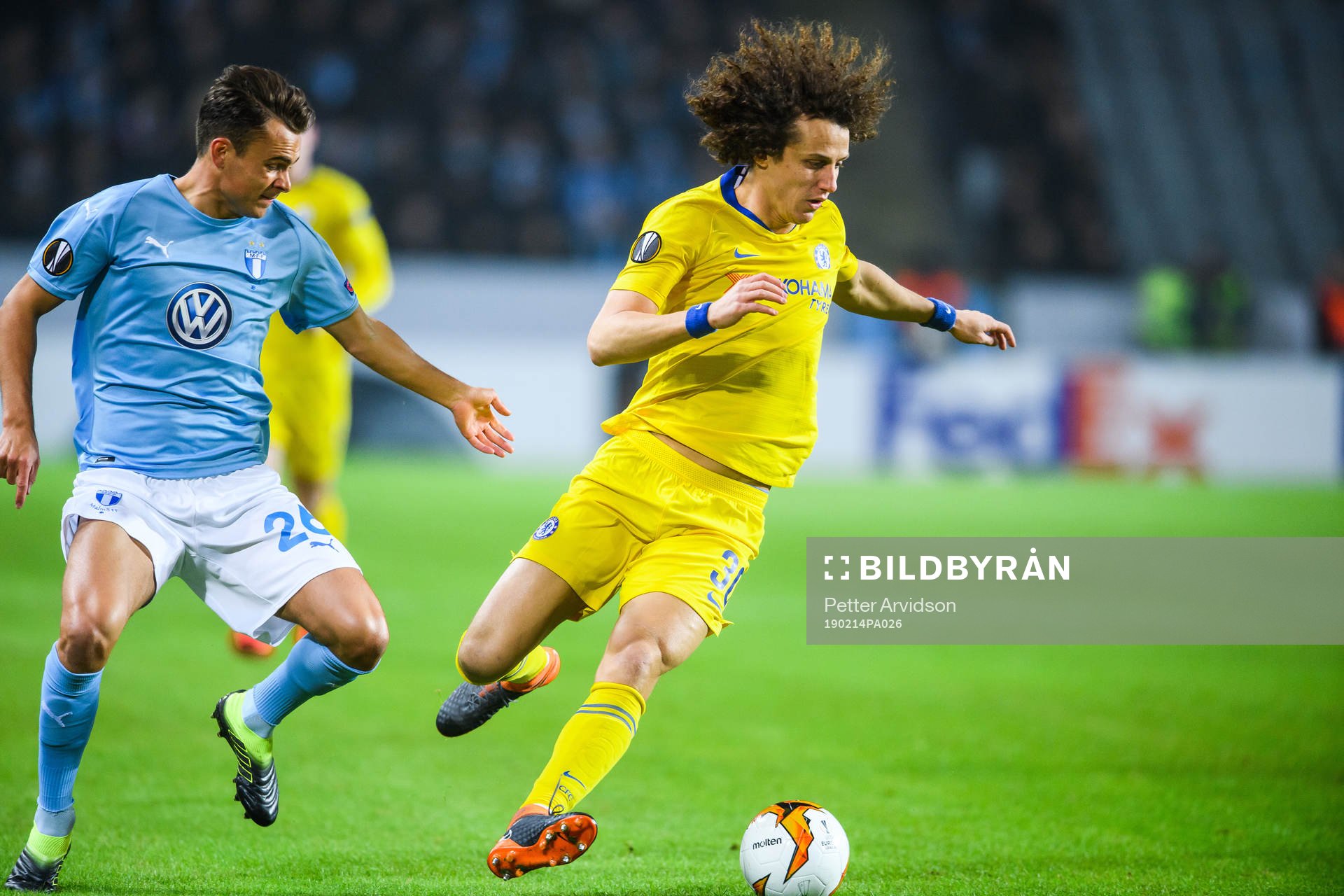 Andreas Vindheim of Malmö FF and David Luiz of Chelsea