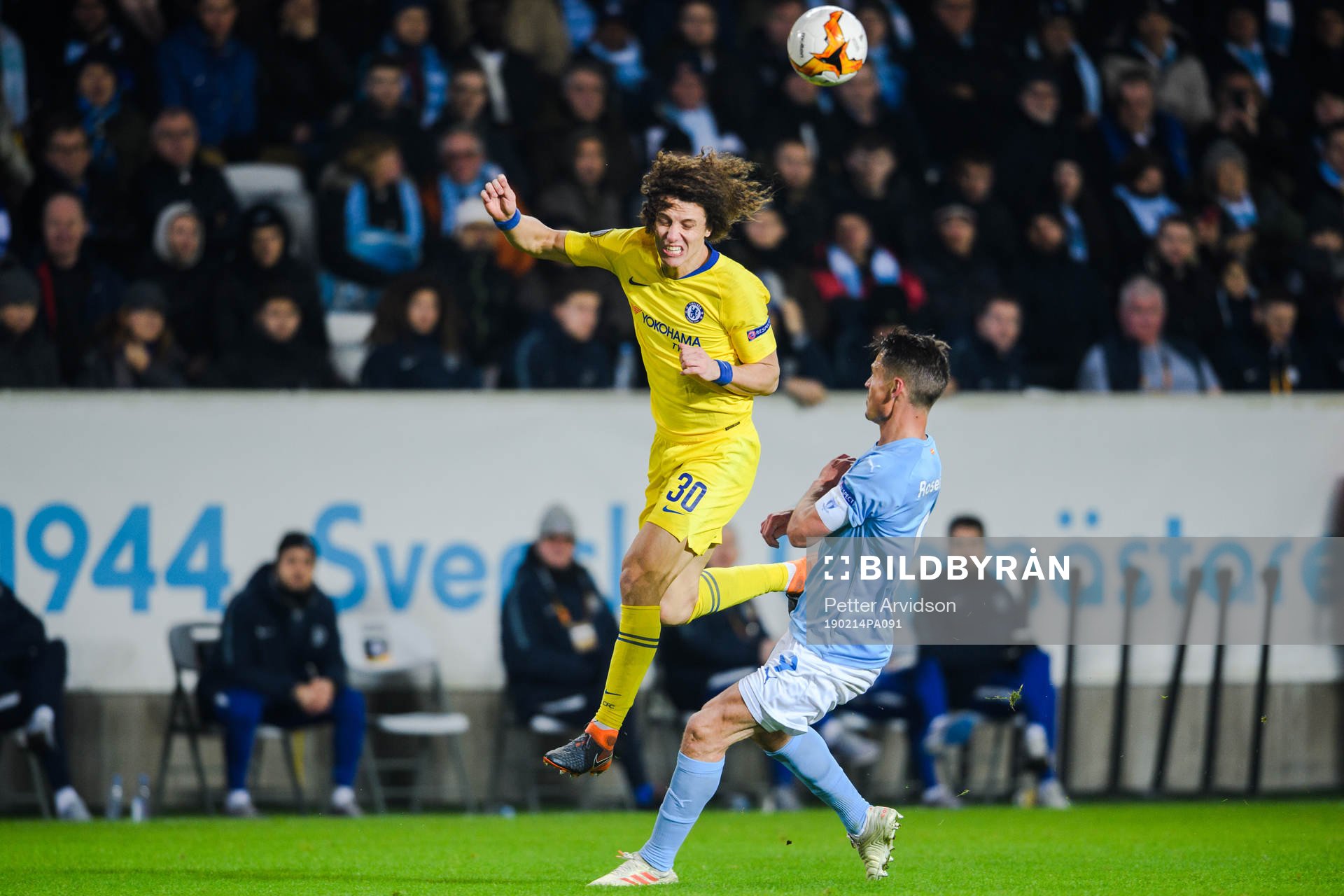 David Luiz of Chelsea and Markus Rosenberg of Malmö FF