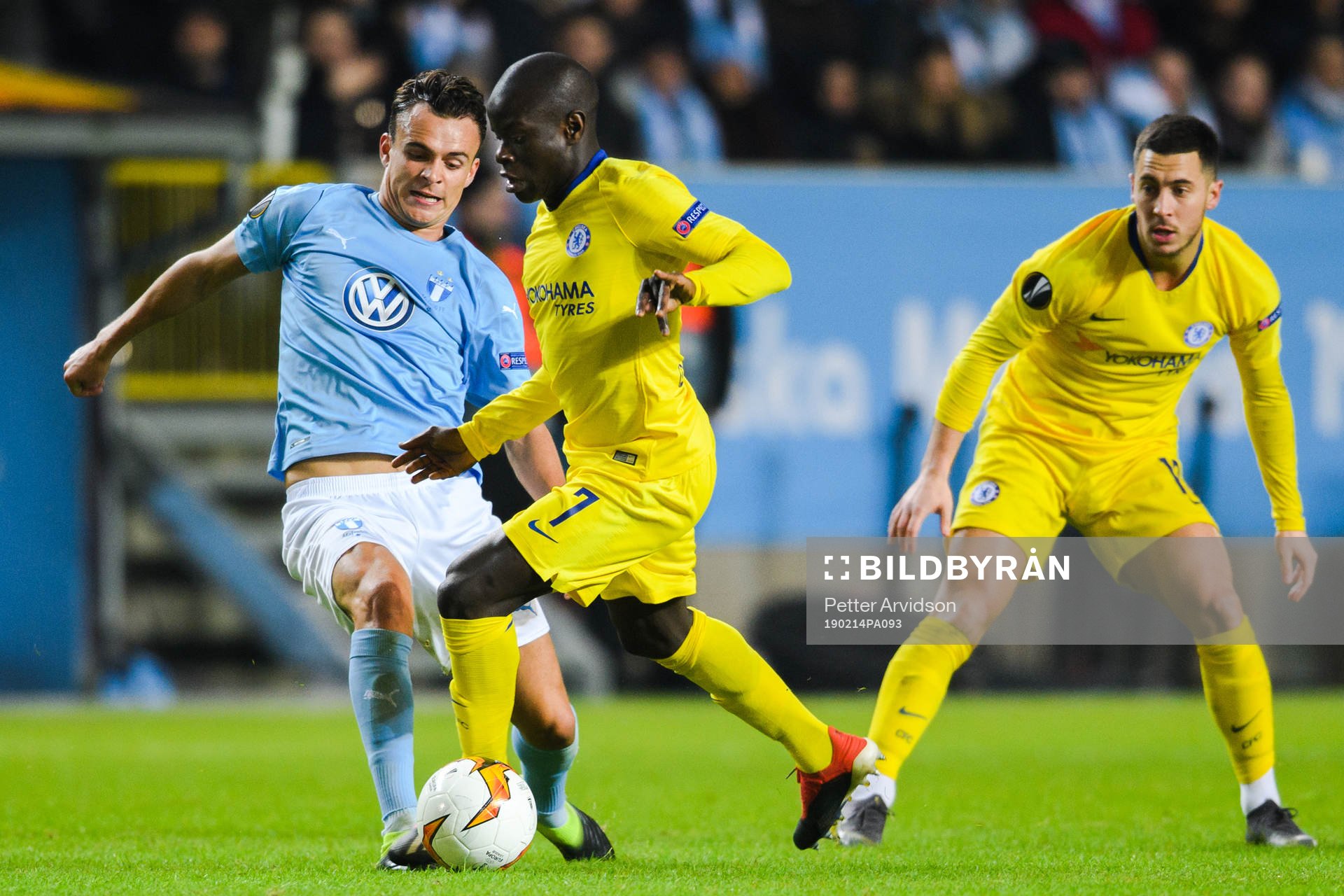 Andreas Vindheim of Malmö FF and N'Golo Kante of Chelsea